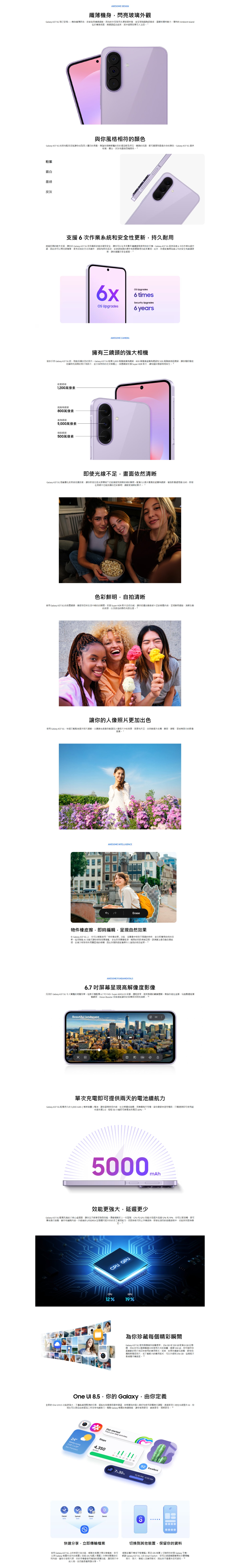 SAMSUNG 三星電子 Galaxy A37 智能手機
