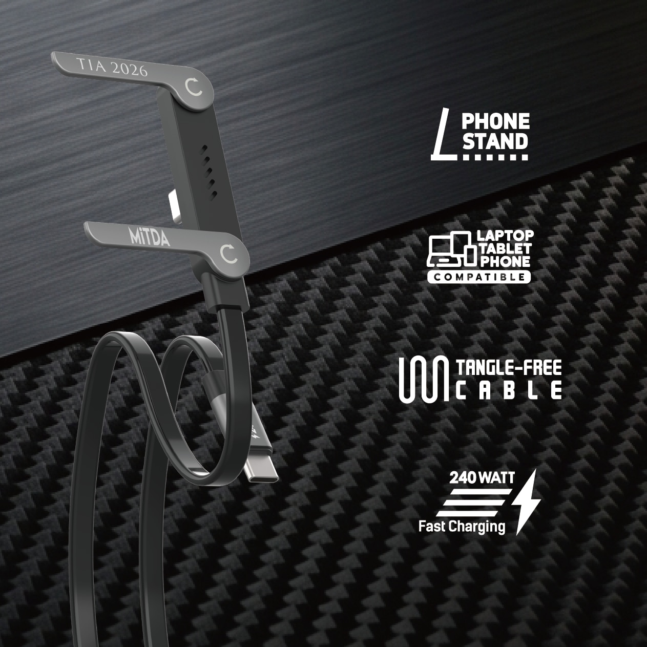 ACCUTONE CAYBO DECK 10 240W USB-C-USB-C Charging Cable 150cm ( with Stand)