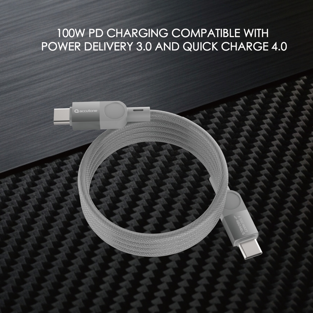 ACCUTONE CAYBO MAG12 100W USB-C-USB C Magnetic Charging Cable 200cm