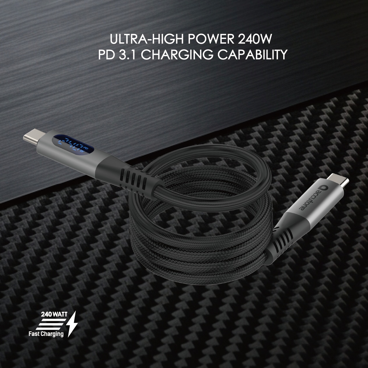 ACCUTONE CAYBO MAG 8 240W USB-C-USB-C Magnetic Charging Cable 100cm ( with Charging Display)