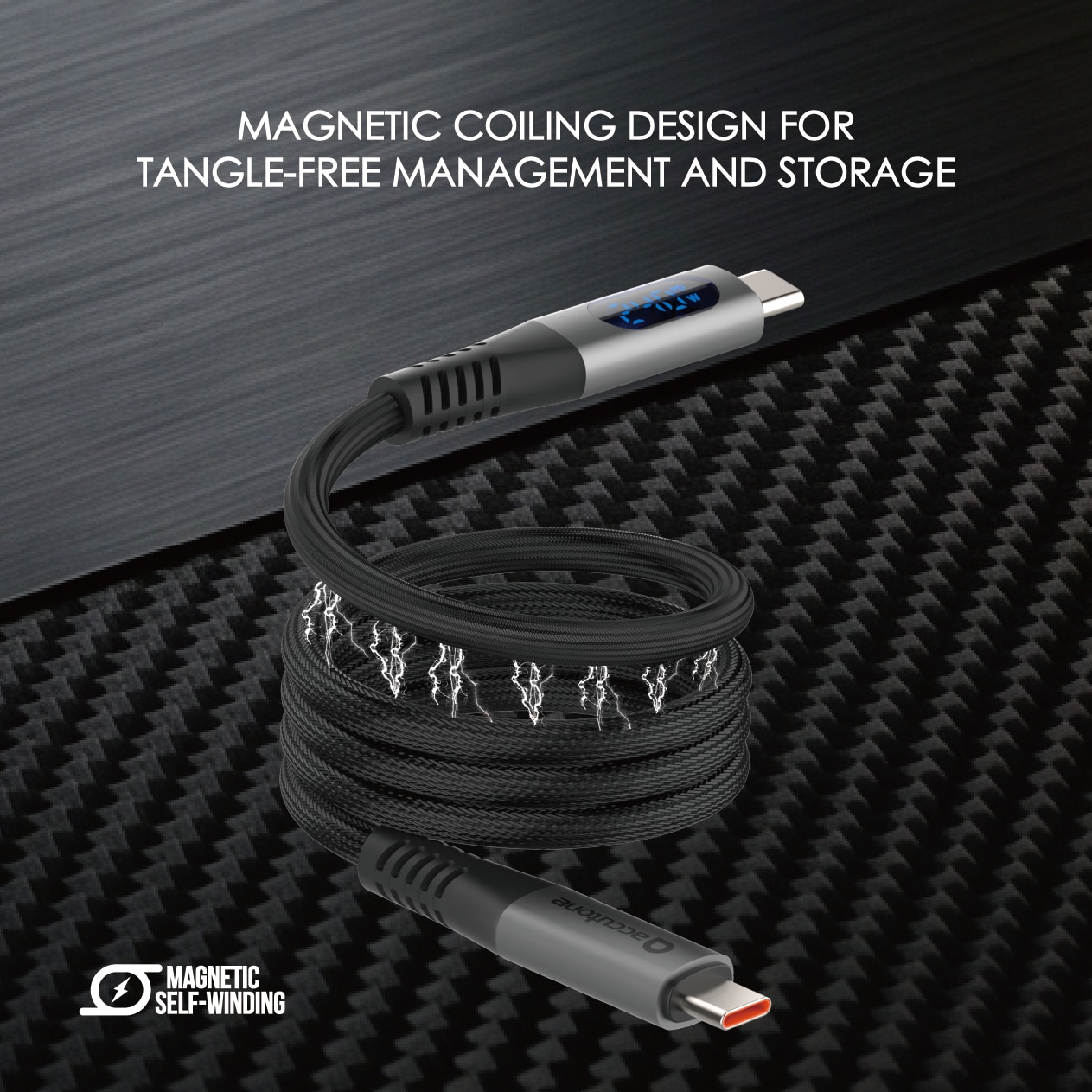 ACCUTONE CAYBO MAG 8 240W USB-C-USB-C Magnetic Charging Cable 100cm ( with Charging Display)