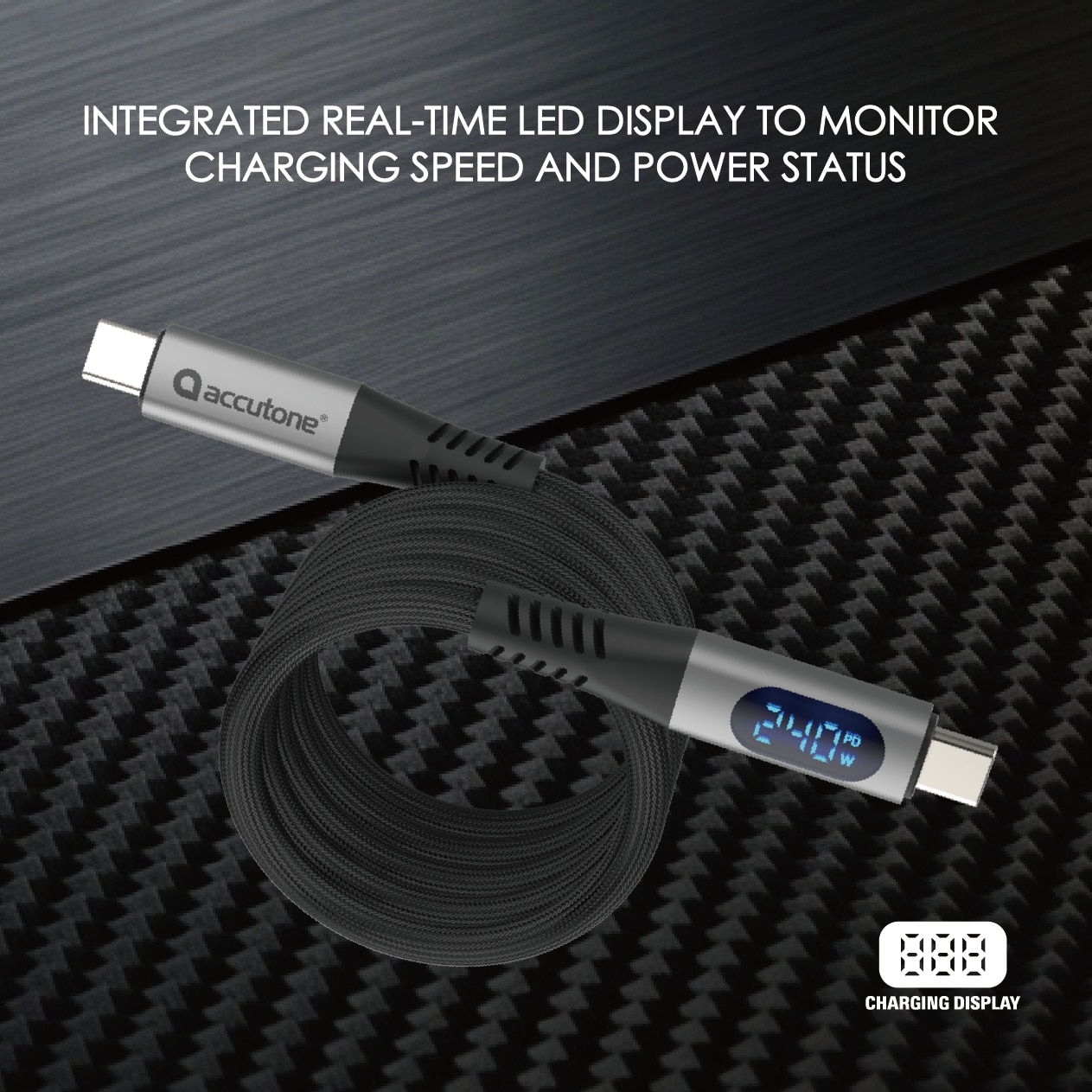 ACCUTONE CAYBO MAG 8 240W USB-C-USB-C Magnetic Charging Cable 100cm ( with Charging Display)