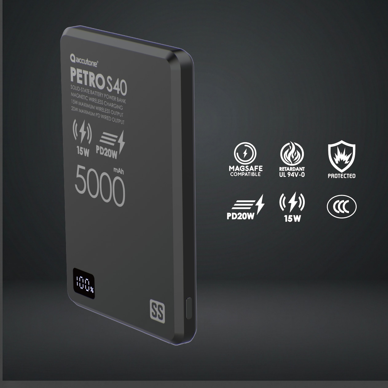 ACCUTONE PETRO-S40 5000mAh 半固態磁吸移動電源