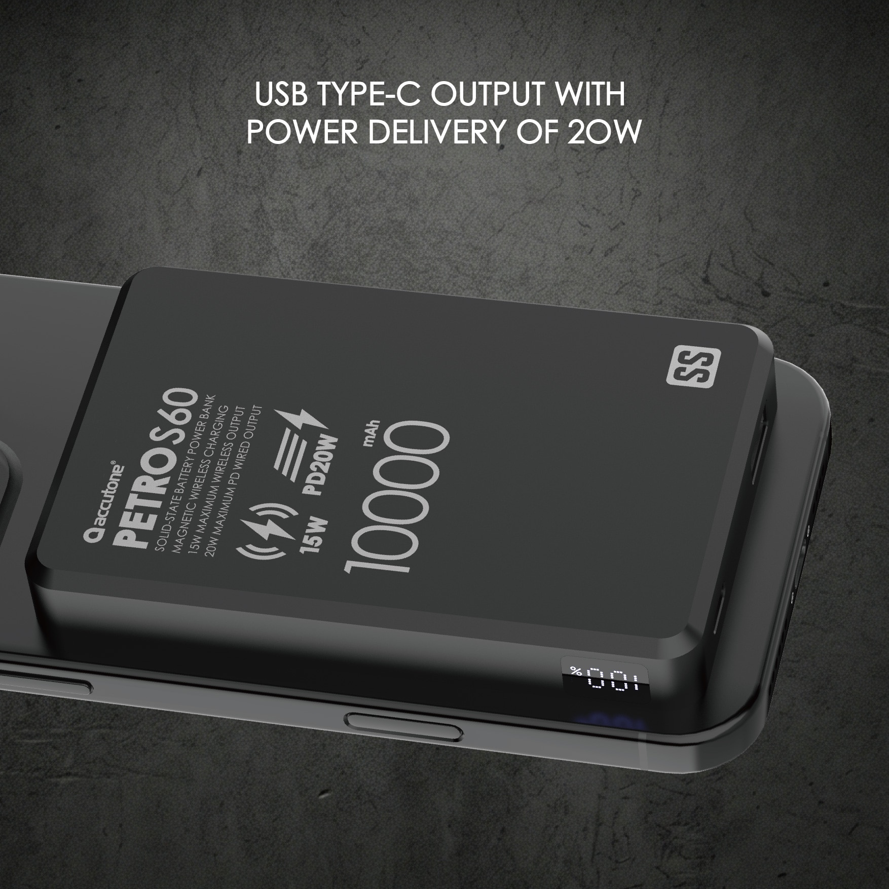 ACCUTONE PETRO-S60 10000mAh Semi Solid-state Wireless Magsafe Power Bank Power Bank