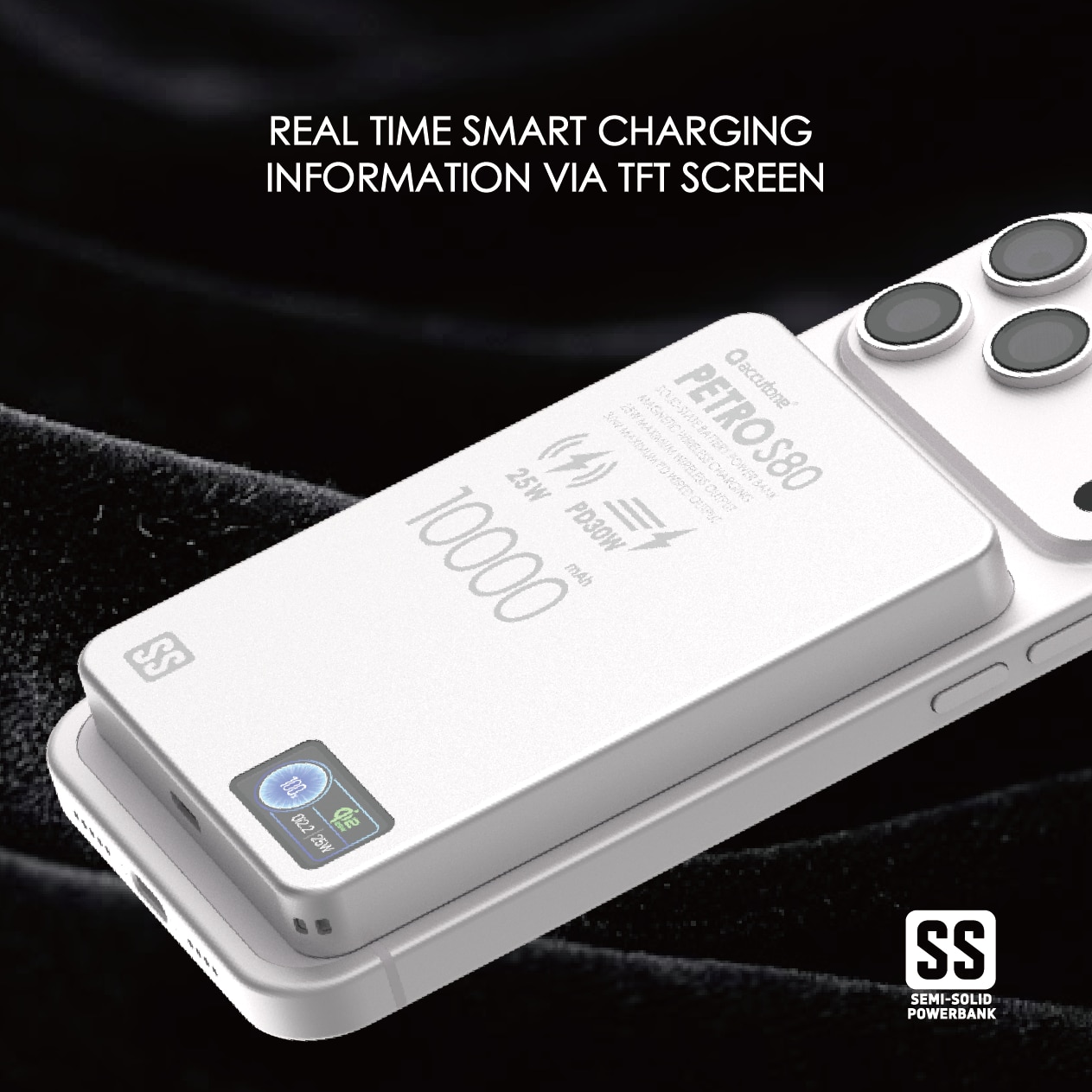 ACCUTONE PETRO-S80 Qi2.2 10000mAh Semi Solid-state Wireless Magsafe Power Bank Power Bank