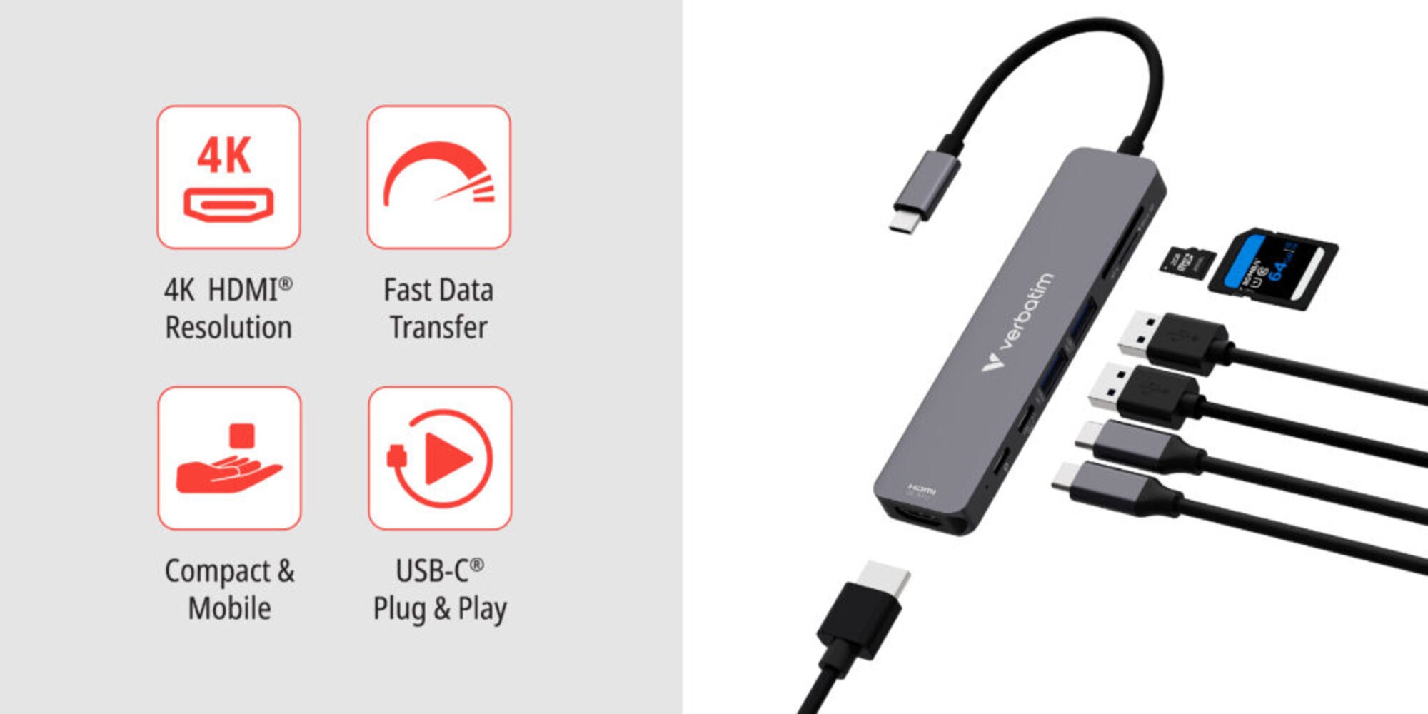 ACER 宏碁 Verbatim Essentials USB-C 7 端口擴展器 #32158