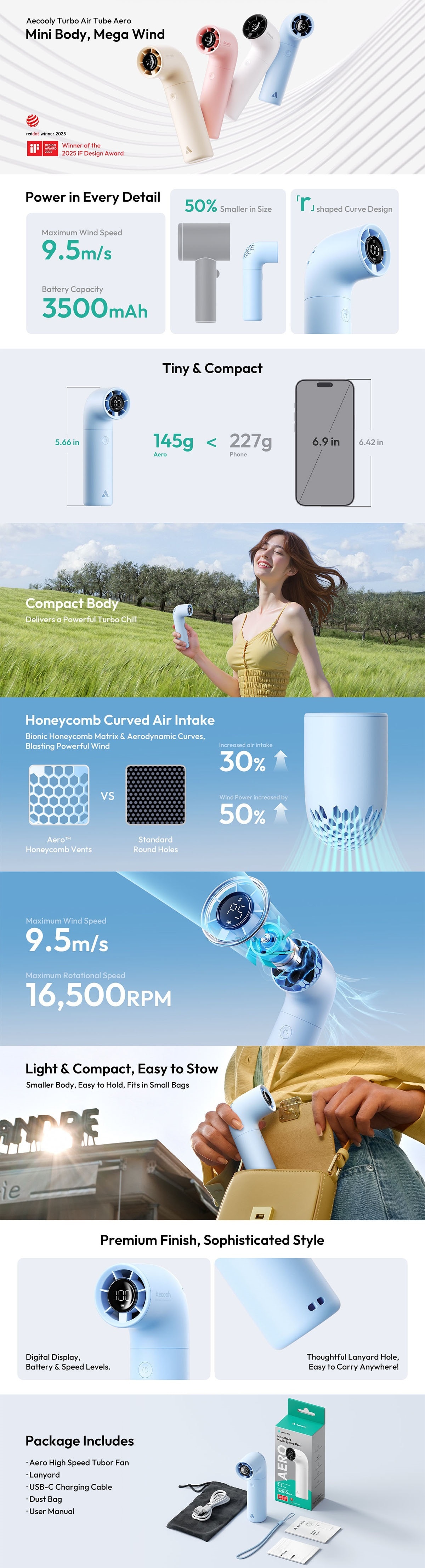 AECOOLY PH02-A Aero Handheld High Speed Fan
