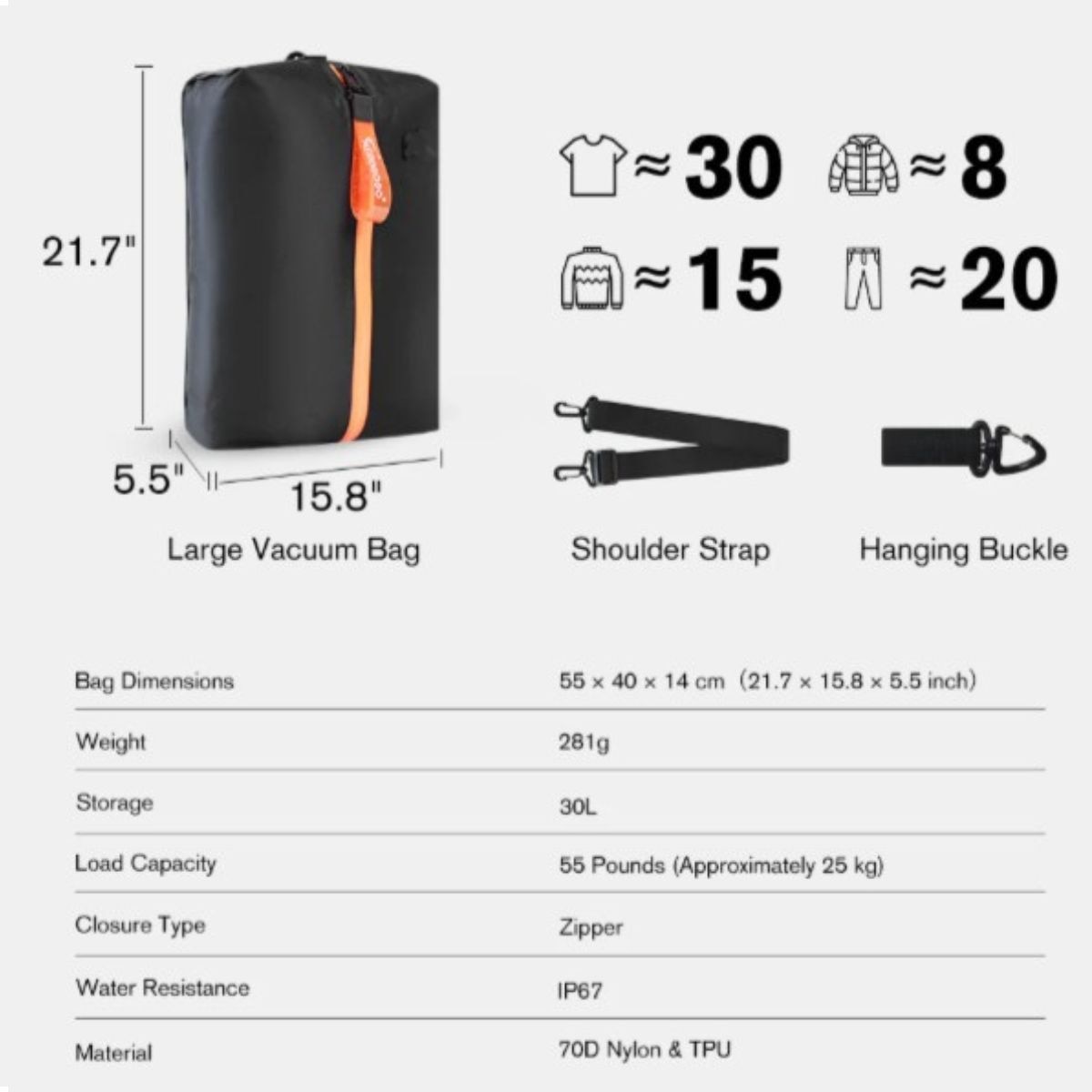 AEROGOGO Travel Vacuum Bag  L