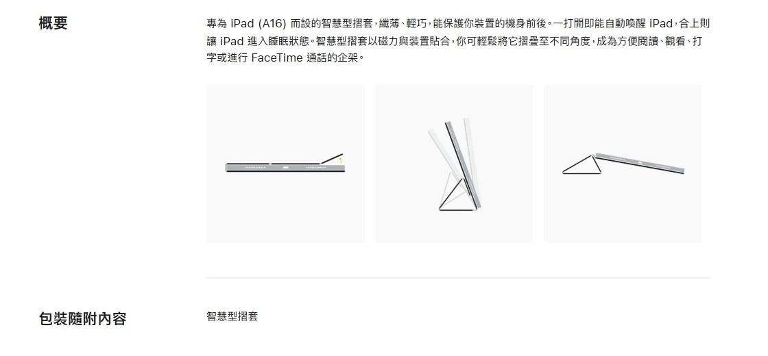 APPLE 智慧型摺套適用於 iPad (A16)