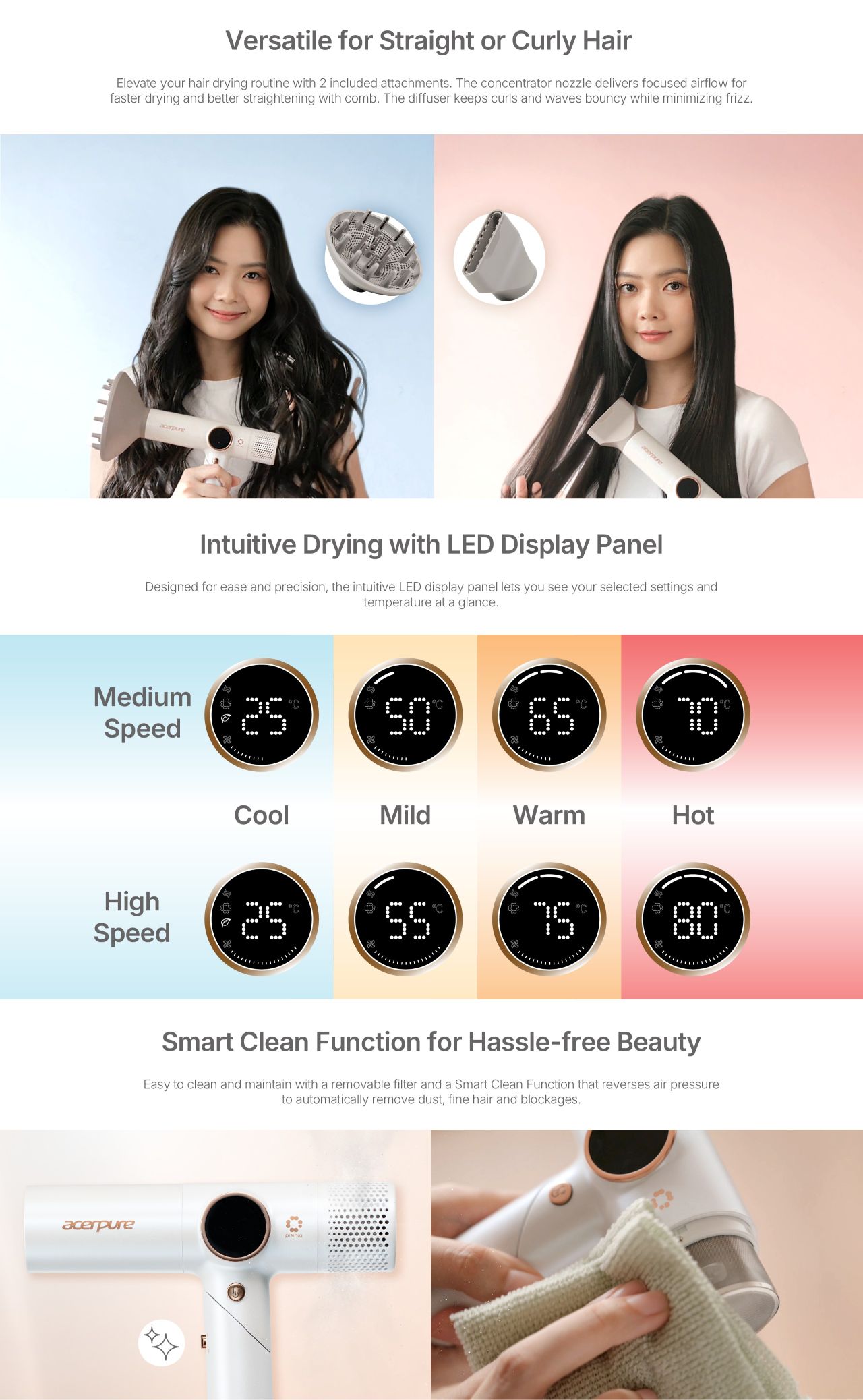 Acerpure BEAUTY HD3 PINOKI Ionic High Speed Hair Dryer