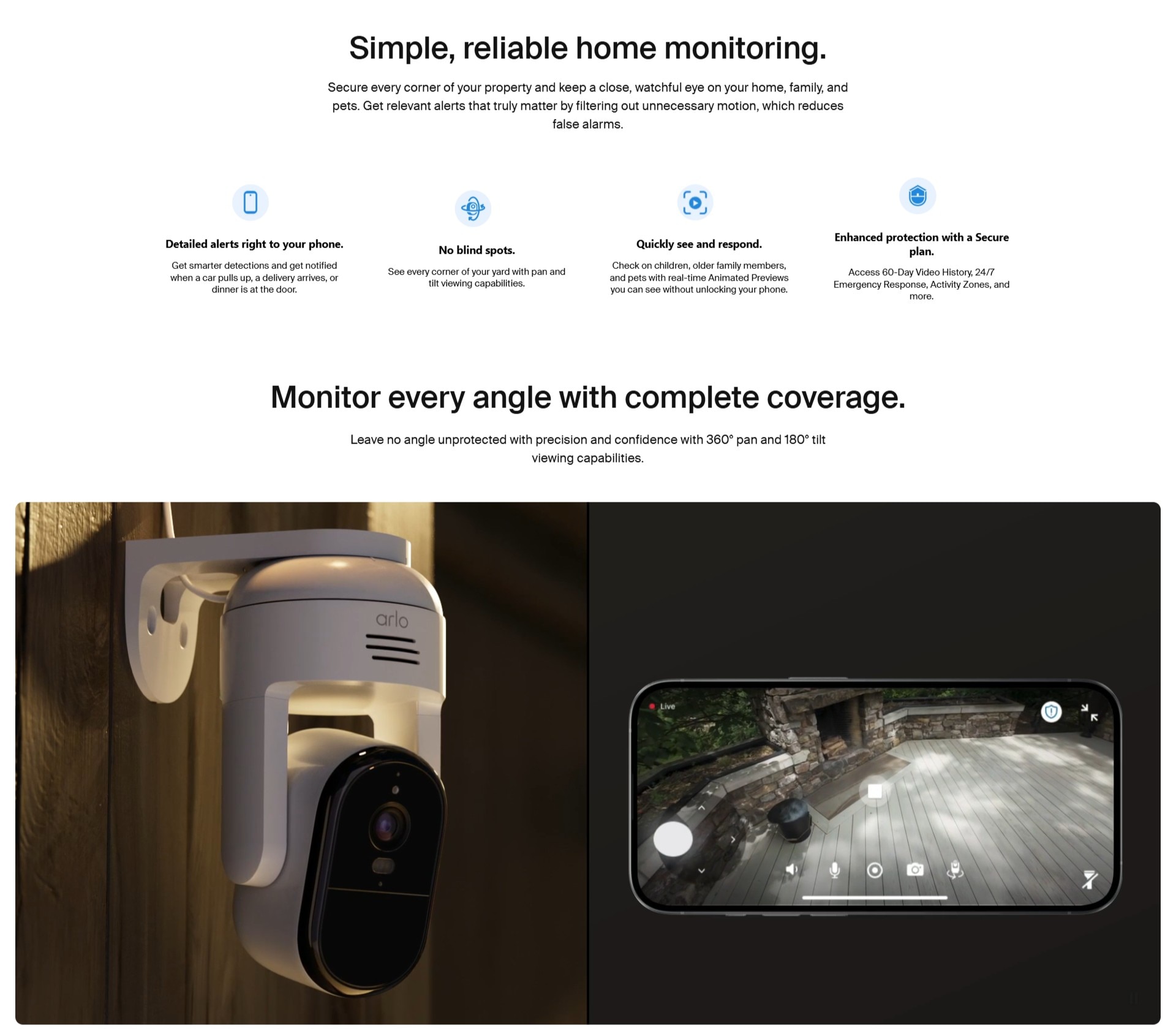 Arlo Essential (VMC3083) 2K Pan Tilt Outdoor Home Security Camera