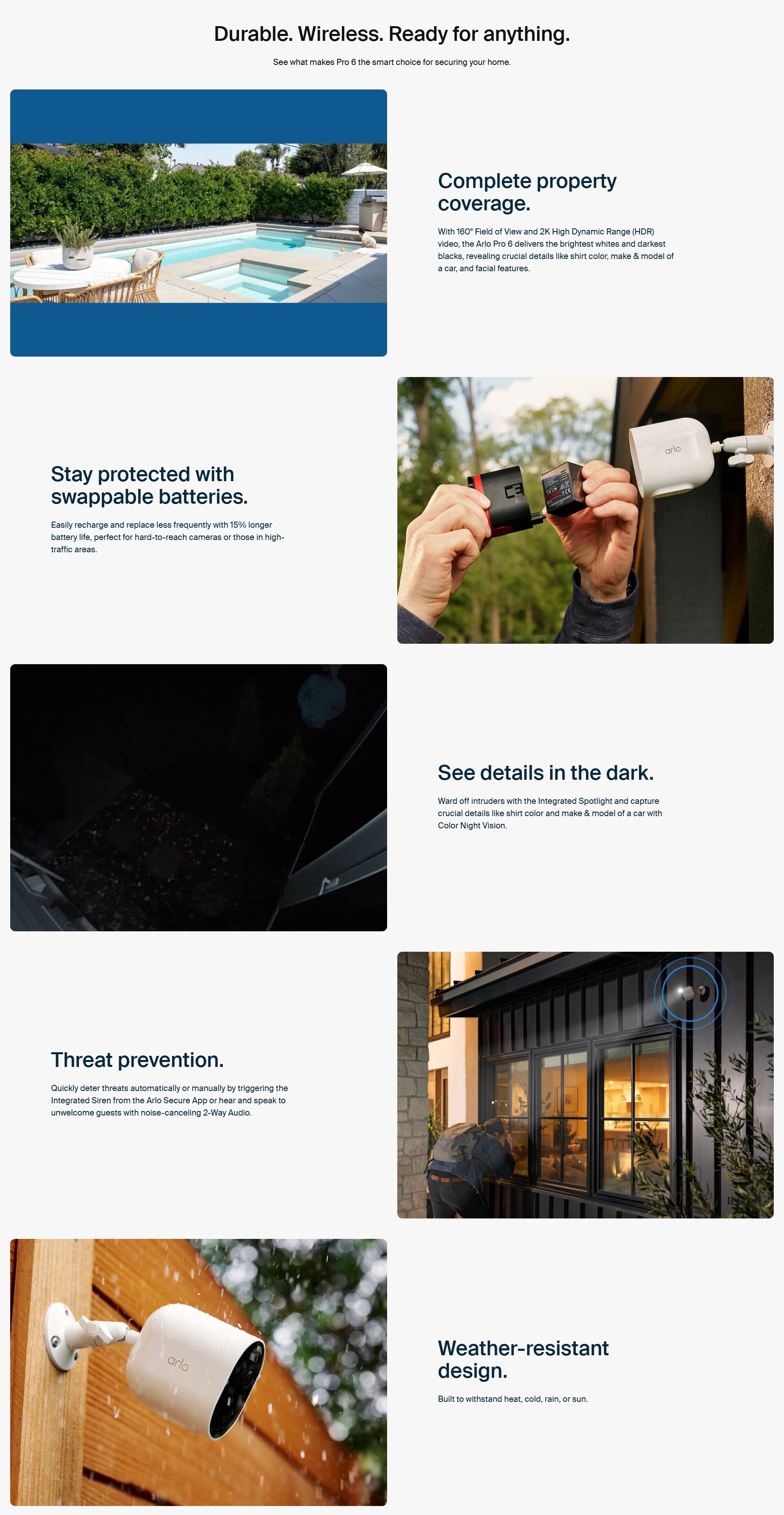 Arlo Pro 6 (VMC4070P) 2K Spotlight Wire-free (Single Pack) Home Security Camera