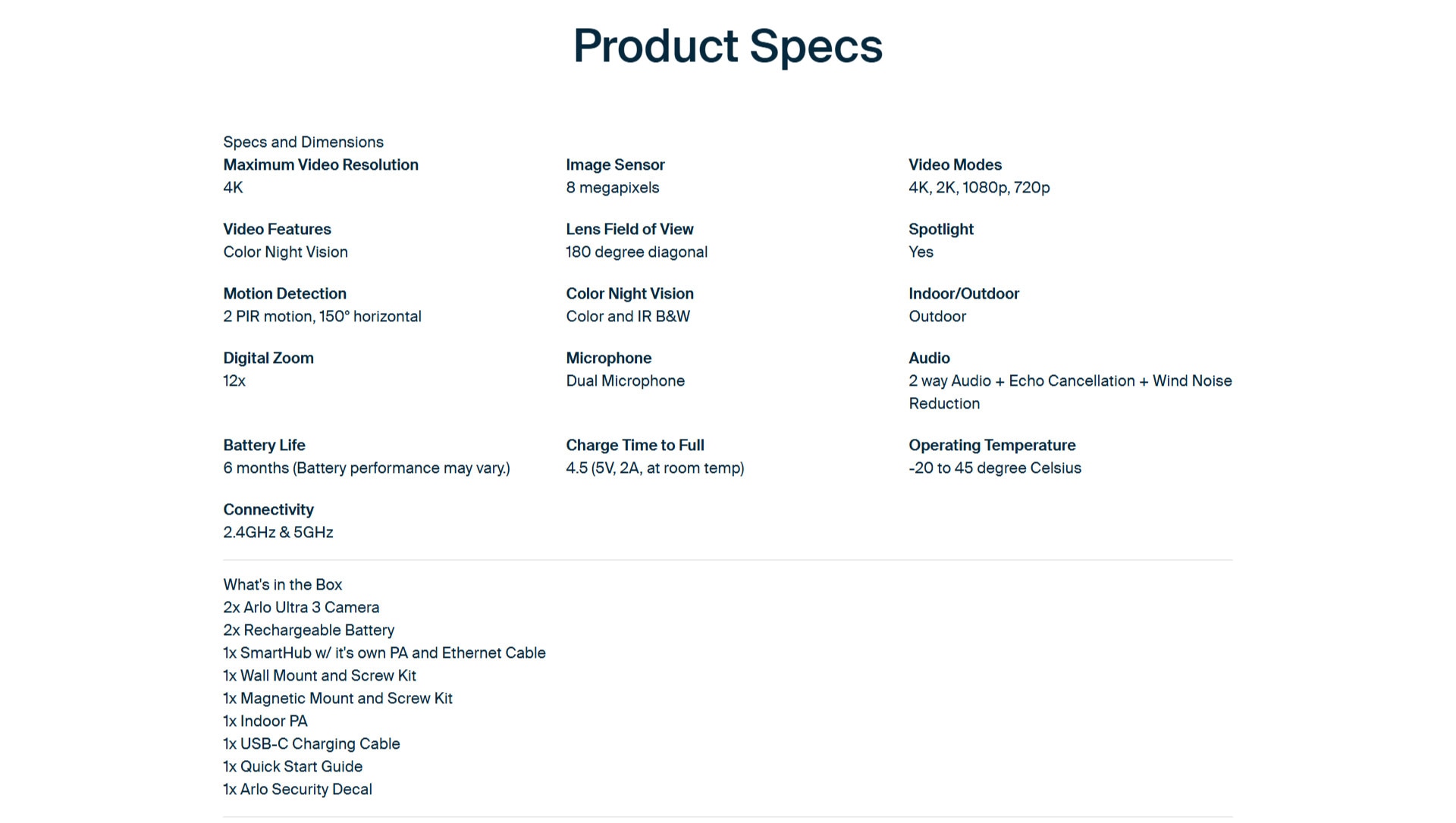 Arlo Ultra 3 (VMS5250) 4K UHD Wire-free Security Camera System w/ SmartHub Set