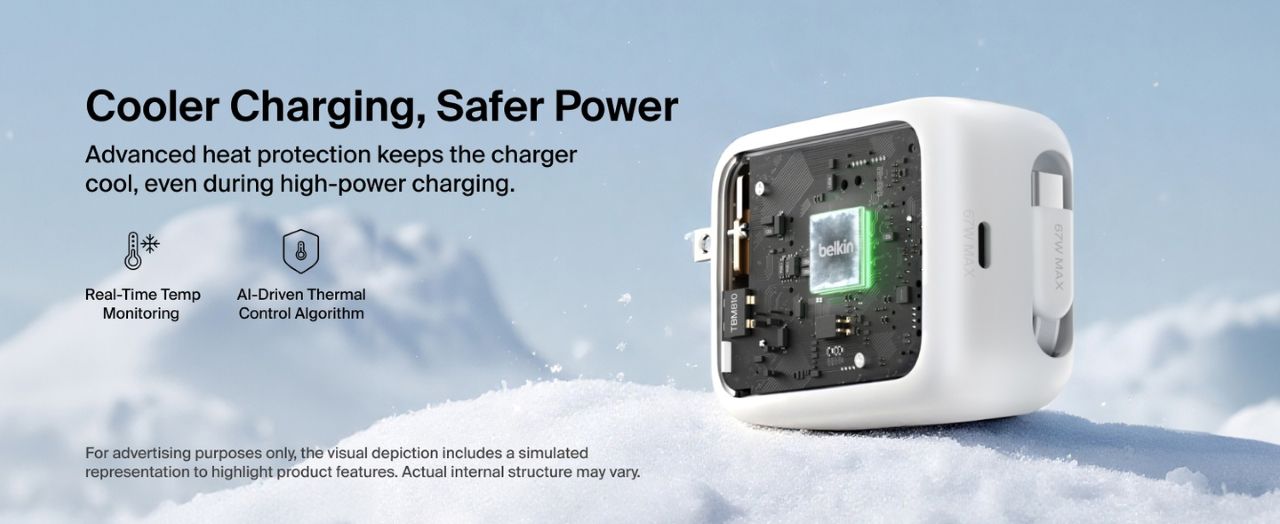 BELKIN 貝爾金 UltraCharge GaN 伸縮線充電器 67W 充電器