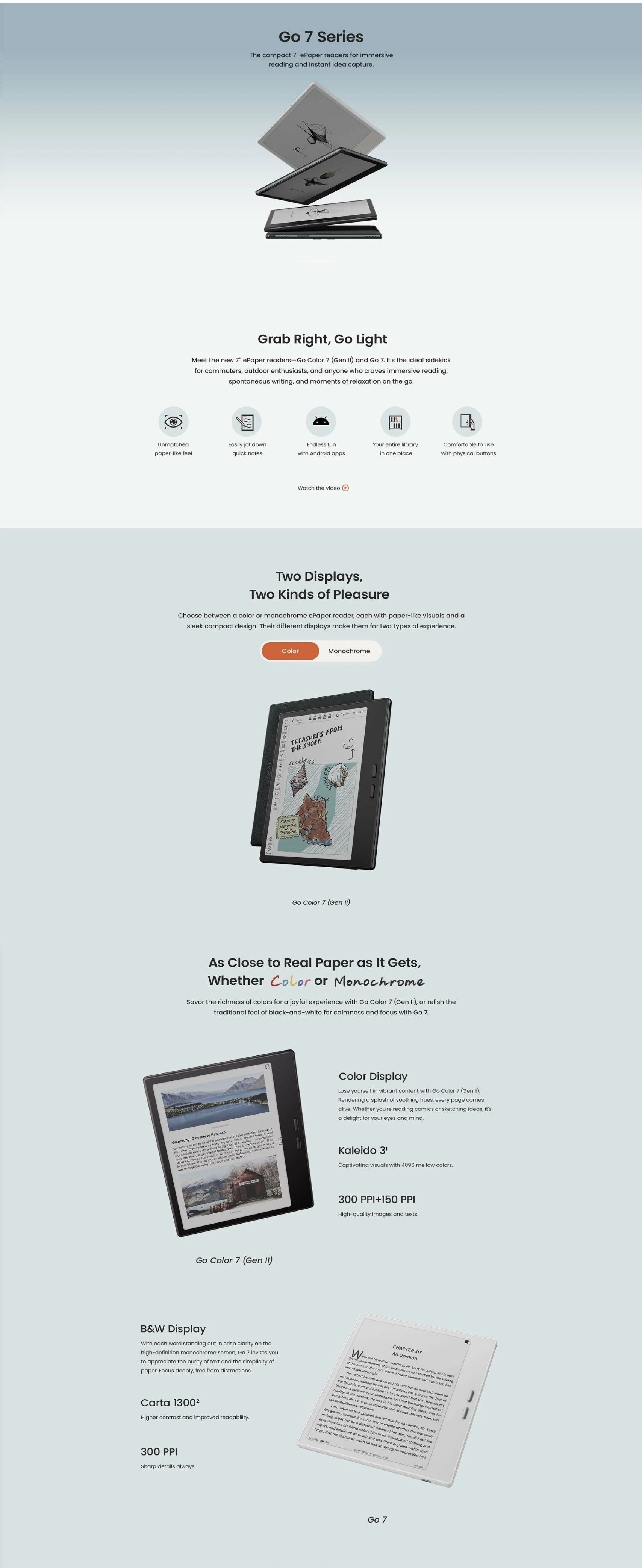 BOOX Go 7 monochrome eReader