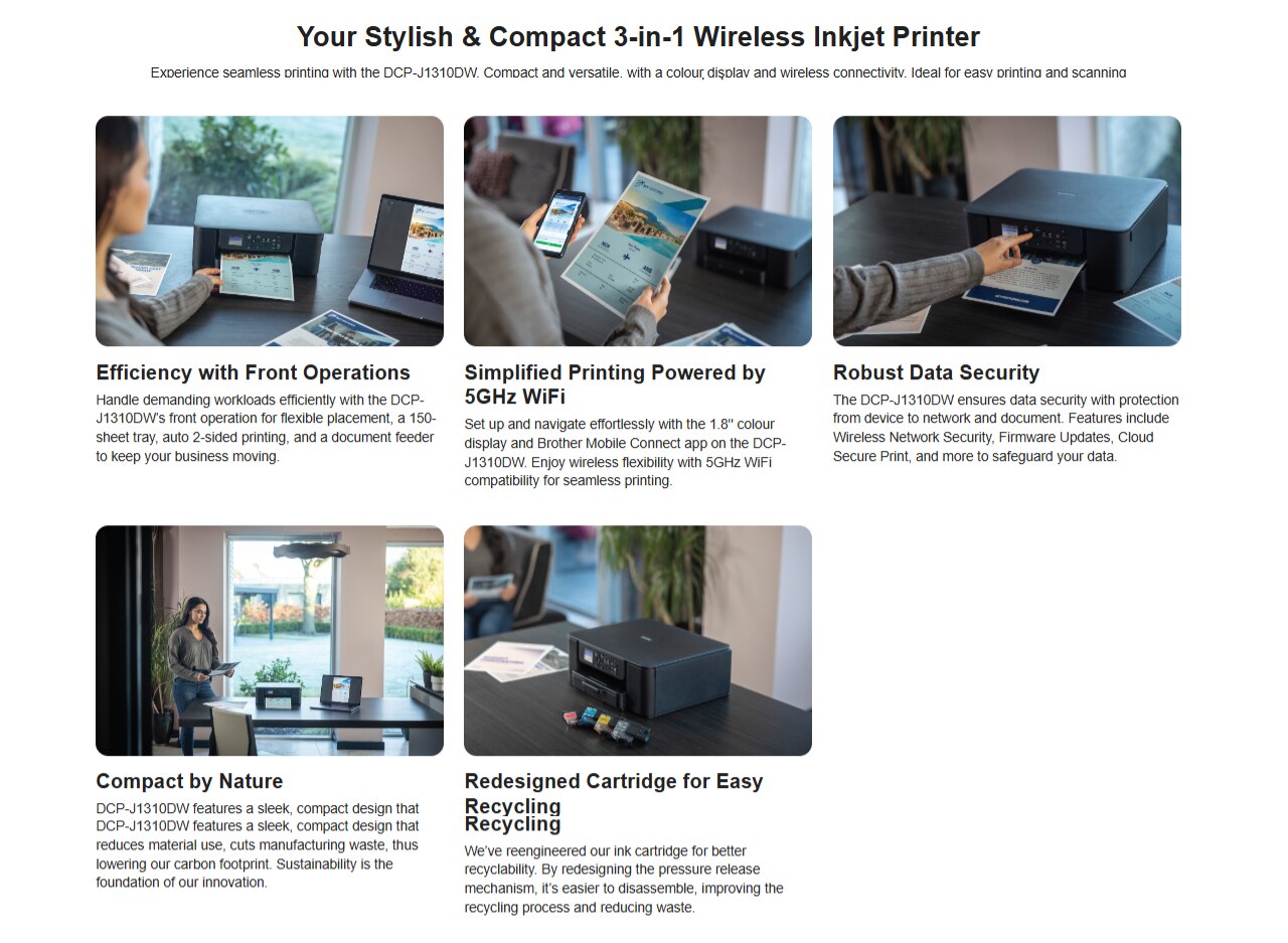 BROTHER DCP-J1310DW 3 in 1 Multifunction Colour Inkjet Printer
