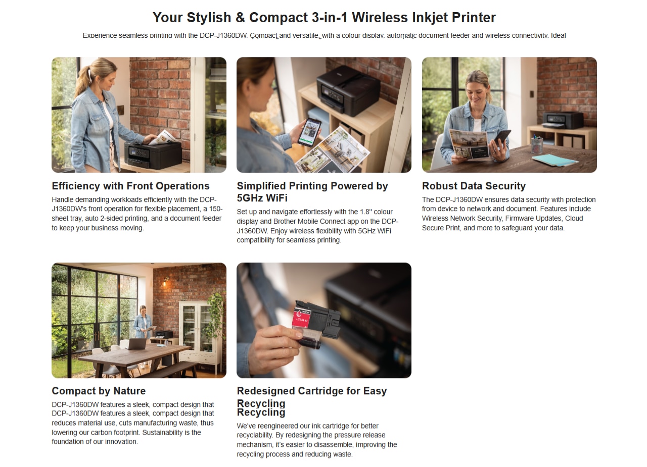 BROTHER DCP-J1360DW 3 in 1 Multifunction Colour Inkjet Printer