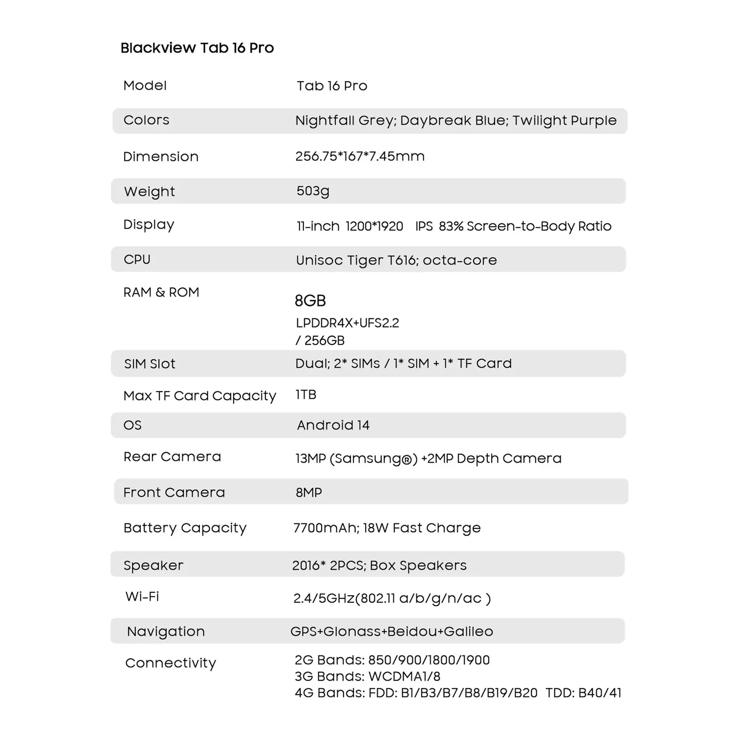 Blackview TAB 16 PRO 平板電腦