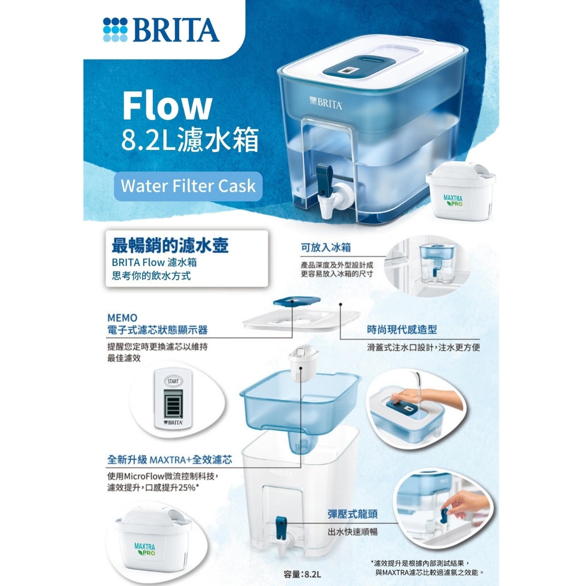 Brita Flow 8.2L 濾水箱 連 MAXTRA PRO濾芯