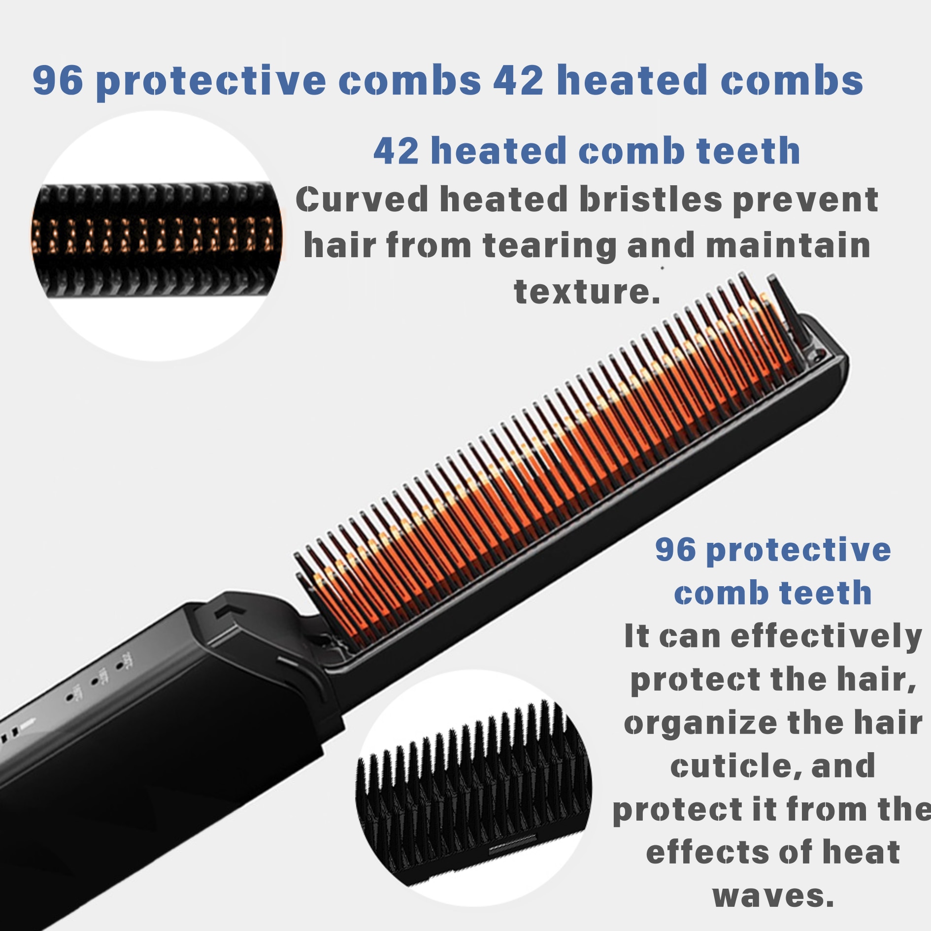 Coolean CL604 - wireless mini ultra-thin hair straightening comb