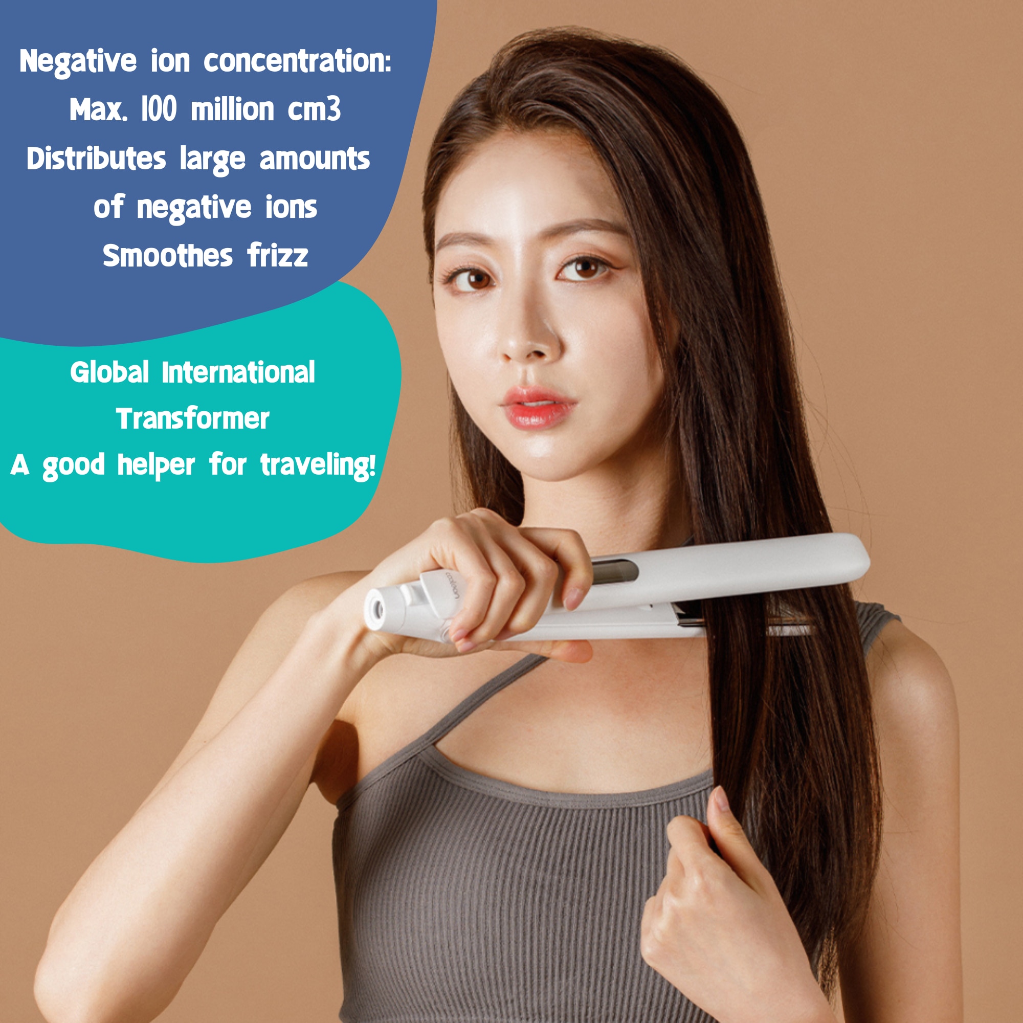 Coolean CL610 - Korean temperature-controlled negative ion hair straightener