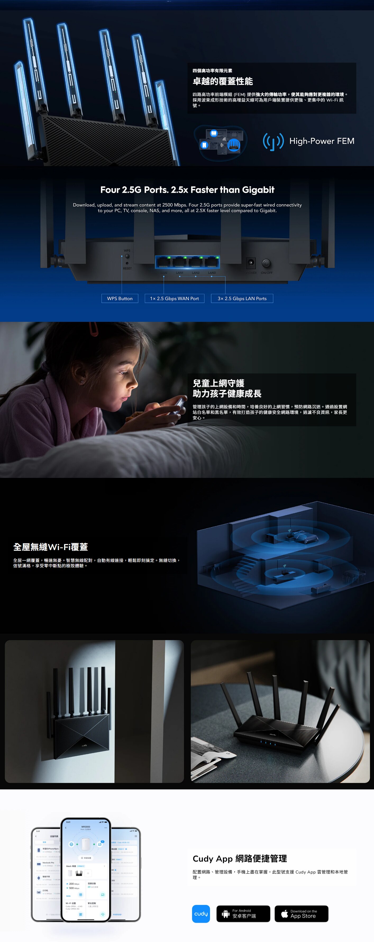 Cudy多酷 WR11000 BE11000 2.5G 三頻 Mesh Wi-Fi 7 路由器