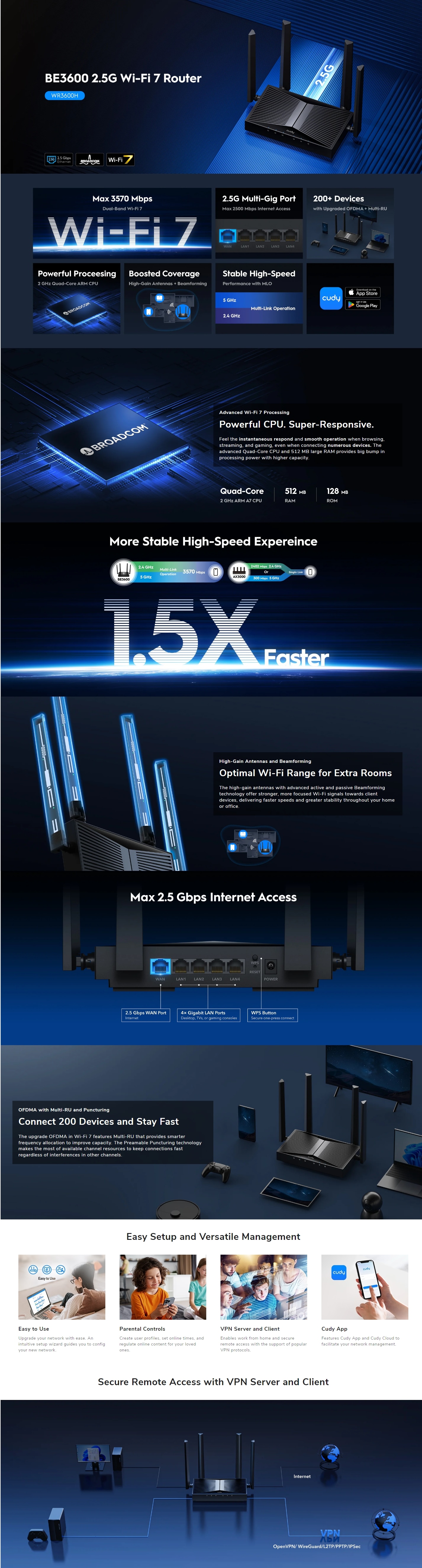 Cudy WR3600H BE3600 2.5G Wi-Fi 7 Router