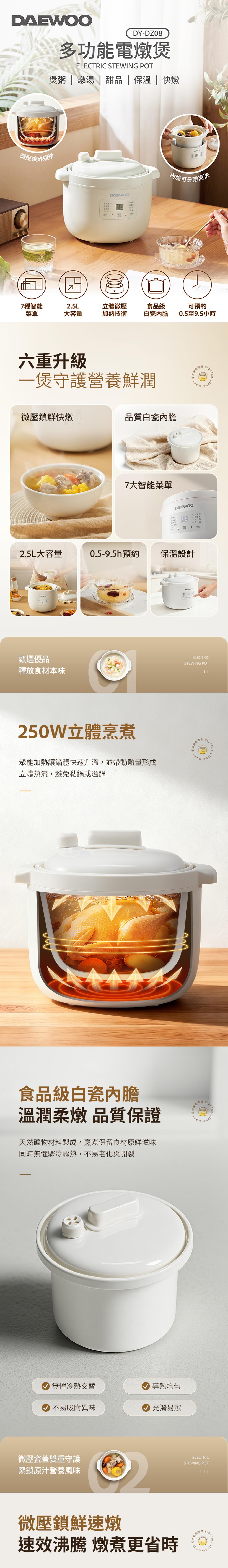 DAEWOO DY-DZ08 Electric Stewing Pot (2.5L)