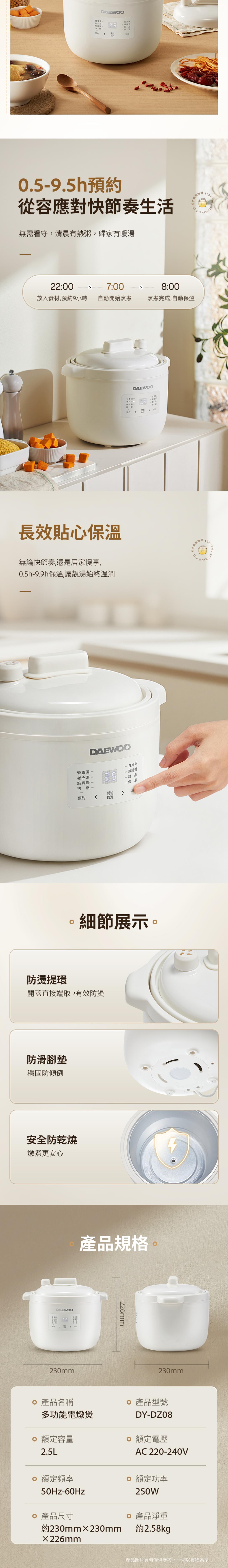 DAEWOO DY-DZ08 Electric Stewing Pot (2.5L)