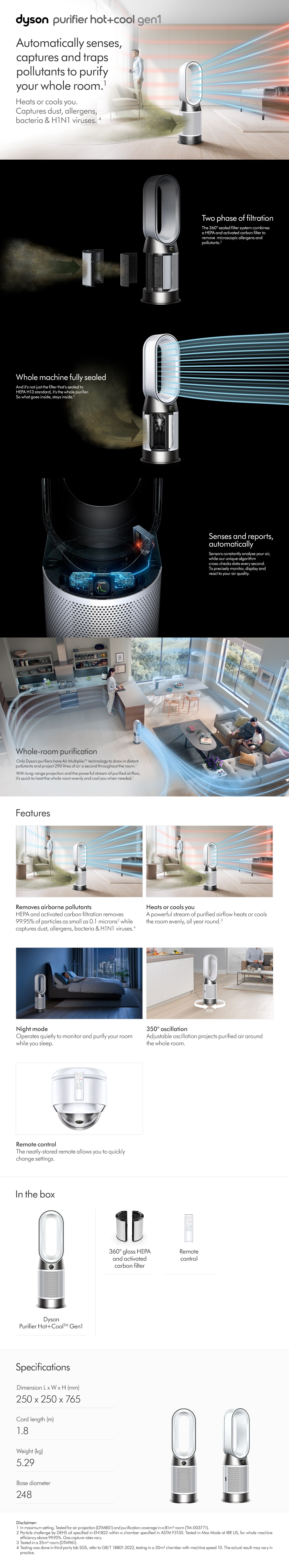 DYSON HP10 Purifier Hot+Cool™ Gen1 Purifying Fan Heater