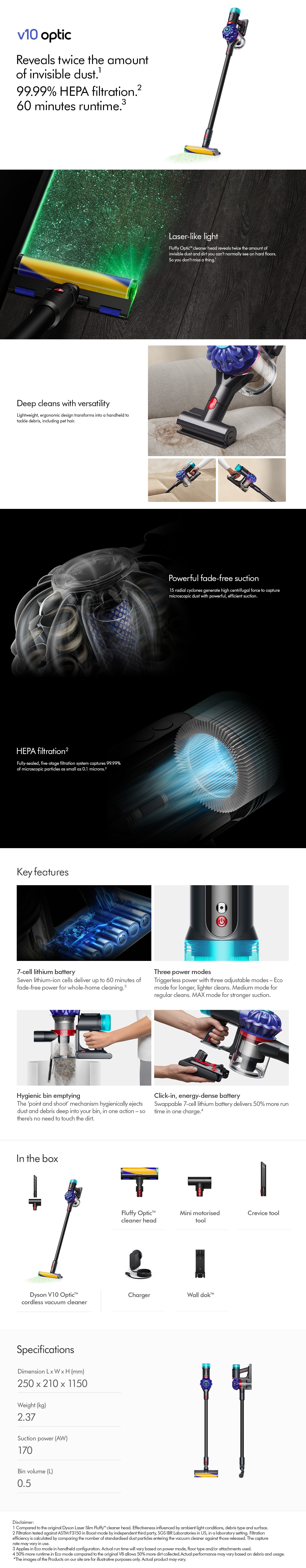 DYSON V10 Optic™ cordless vacuum