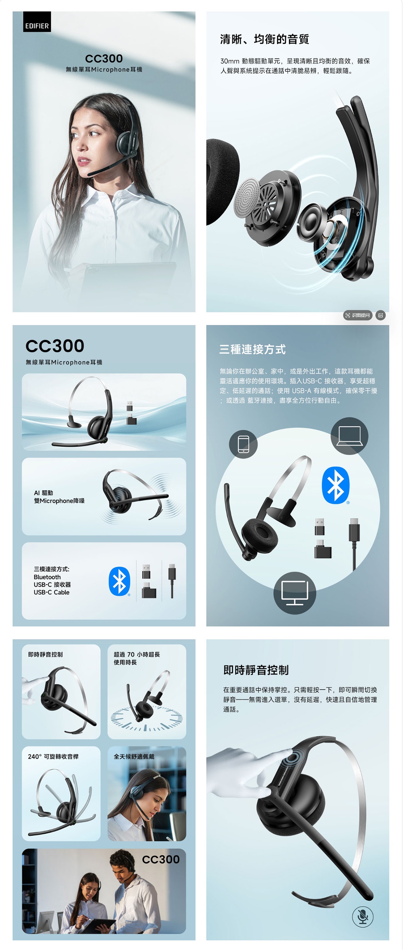 EDIFIER CC300 Bluetooth Headset