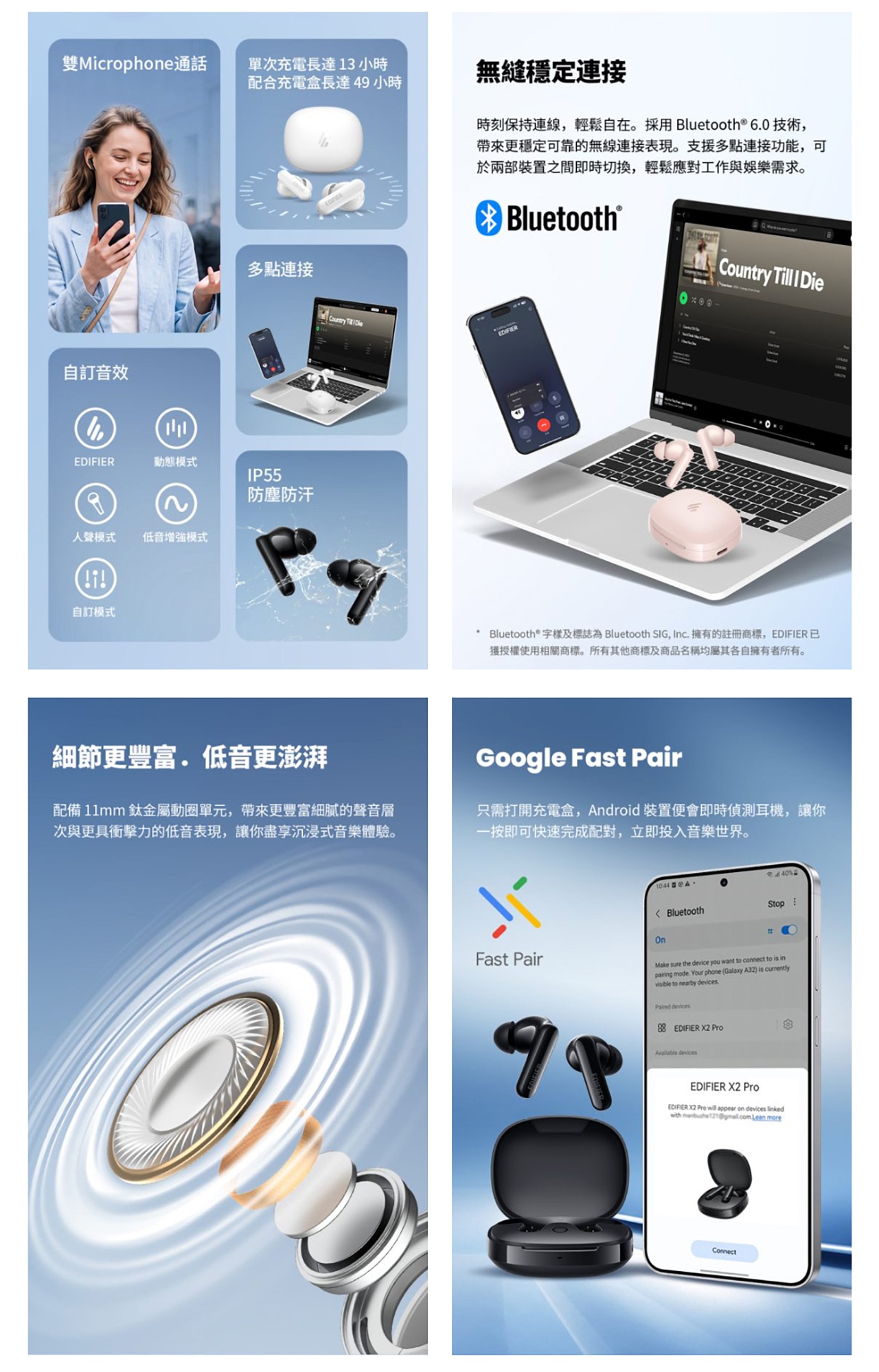 EDIFIER 漫步者 TWS X2 PRO 藍牙耳機