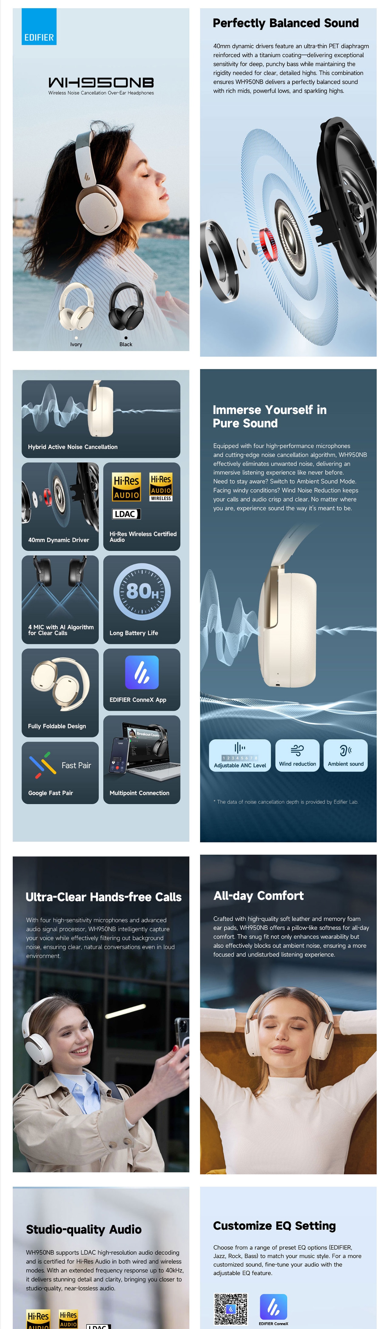 EDIFIER WH950NB (Ver.2025) Bluetooth Headset