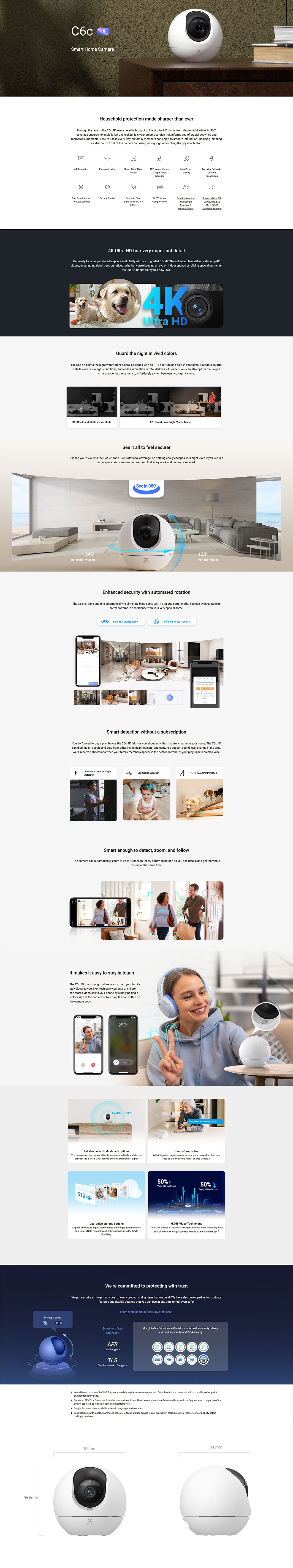 EZVIZ C6C 8MP 360º智能家居4K攝像頭