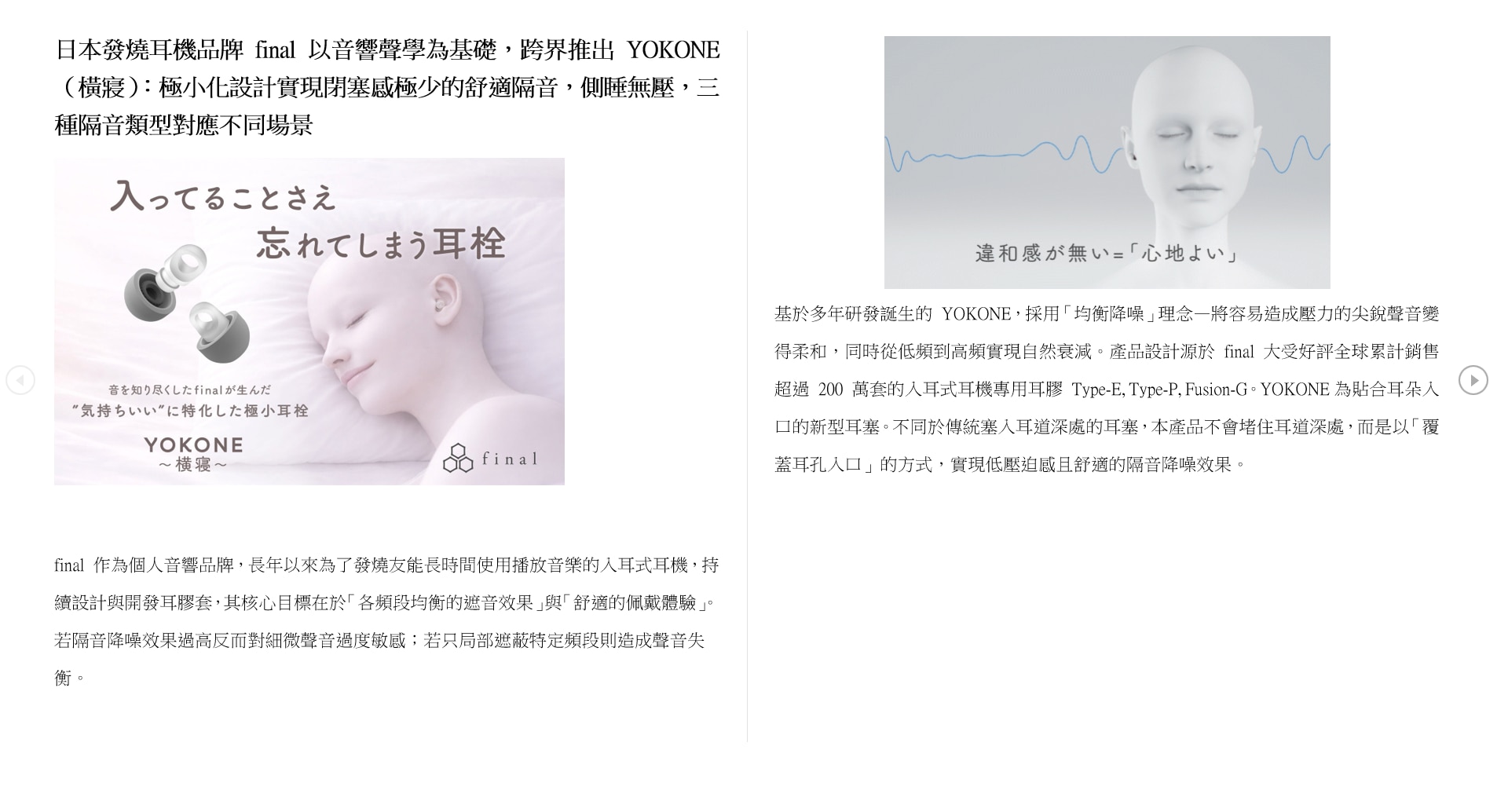 Final YOKONE Earplug with Type P