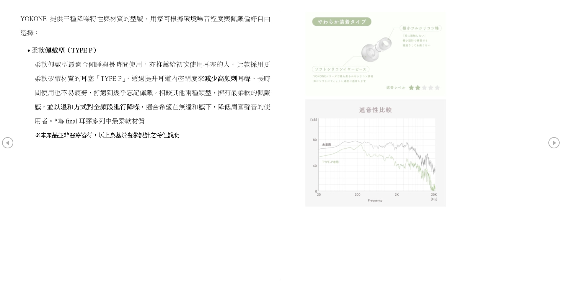 Final YOKONE Earplug with Type P