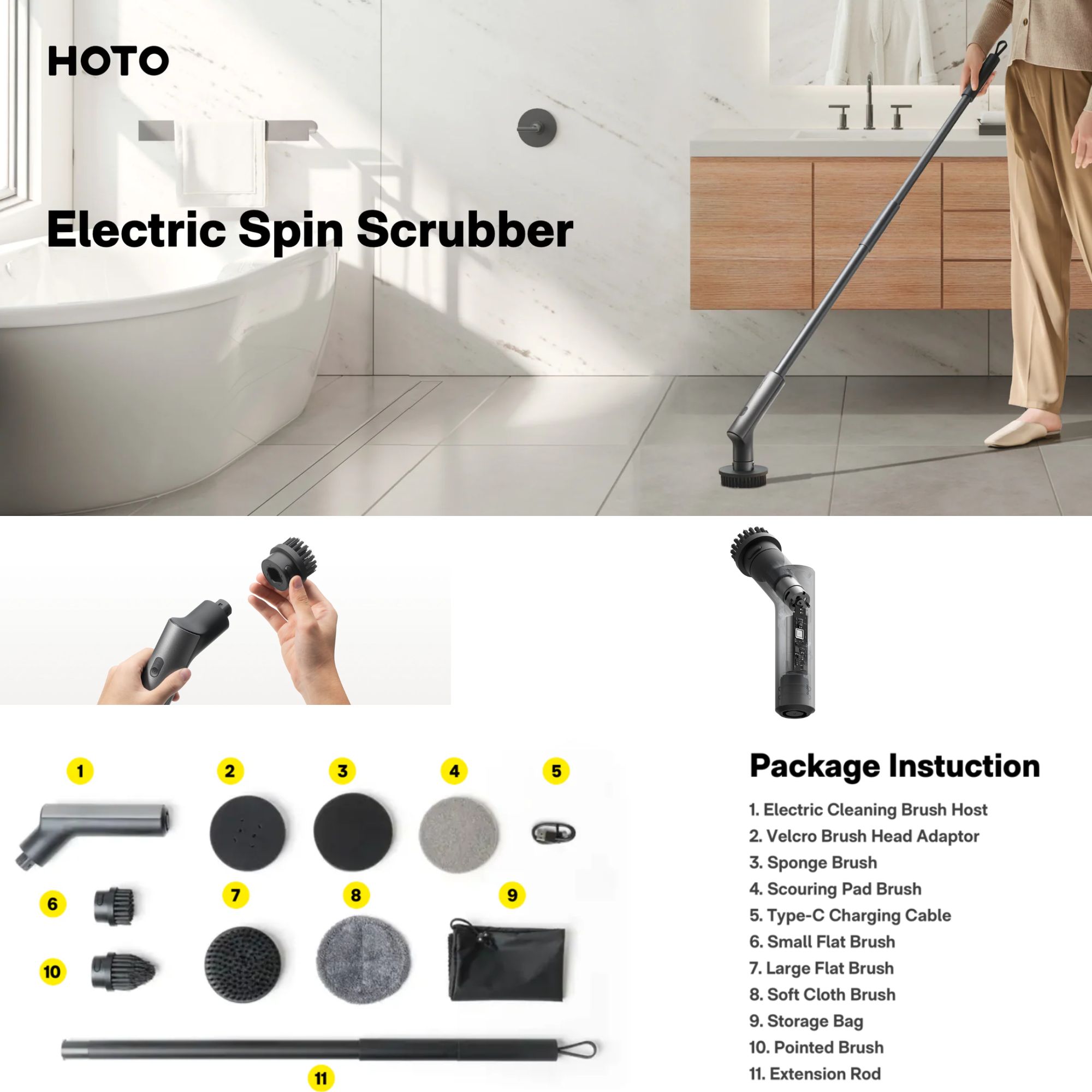 HOTO HOTO Electric Spin Scrubber
