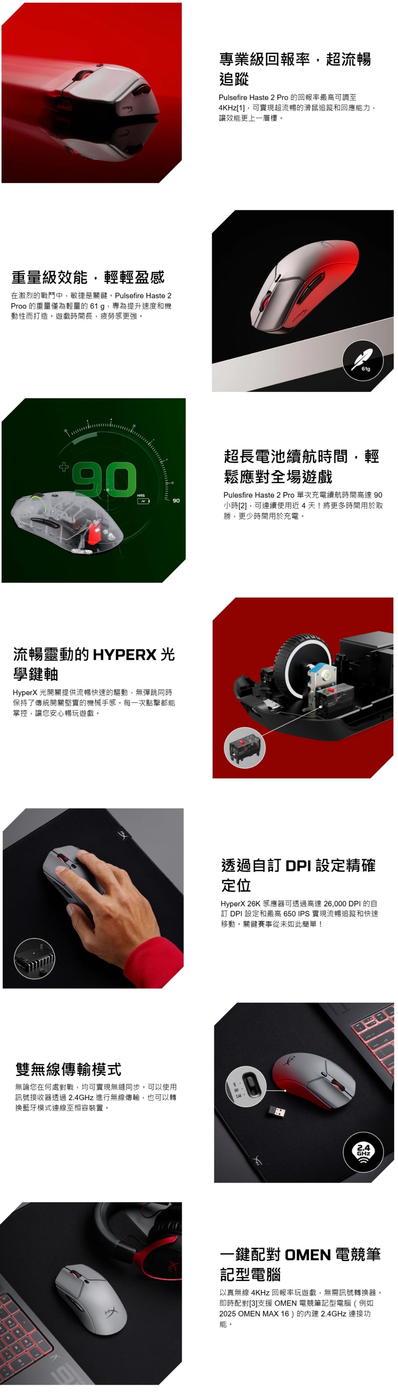 HyperX Pulsefire Haste 2 Pro 4K 無線電競滑鼠