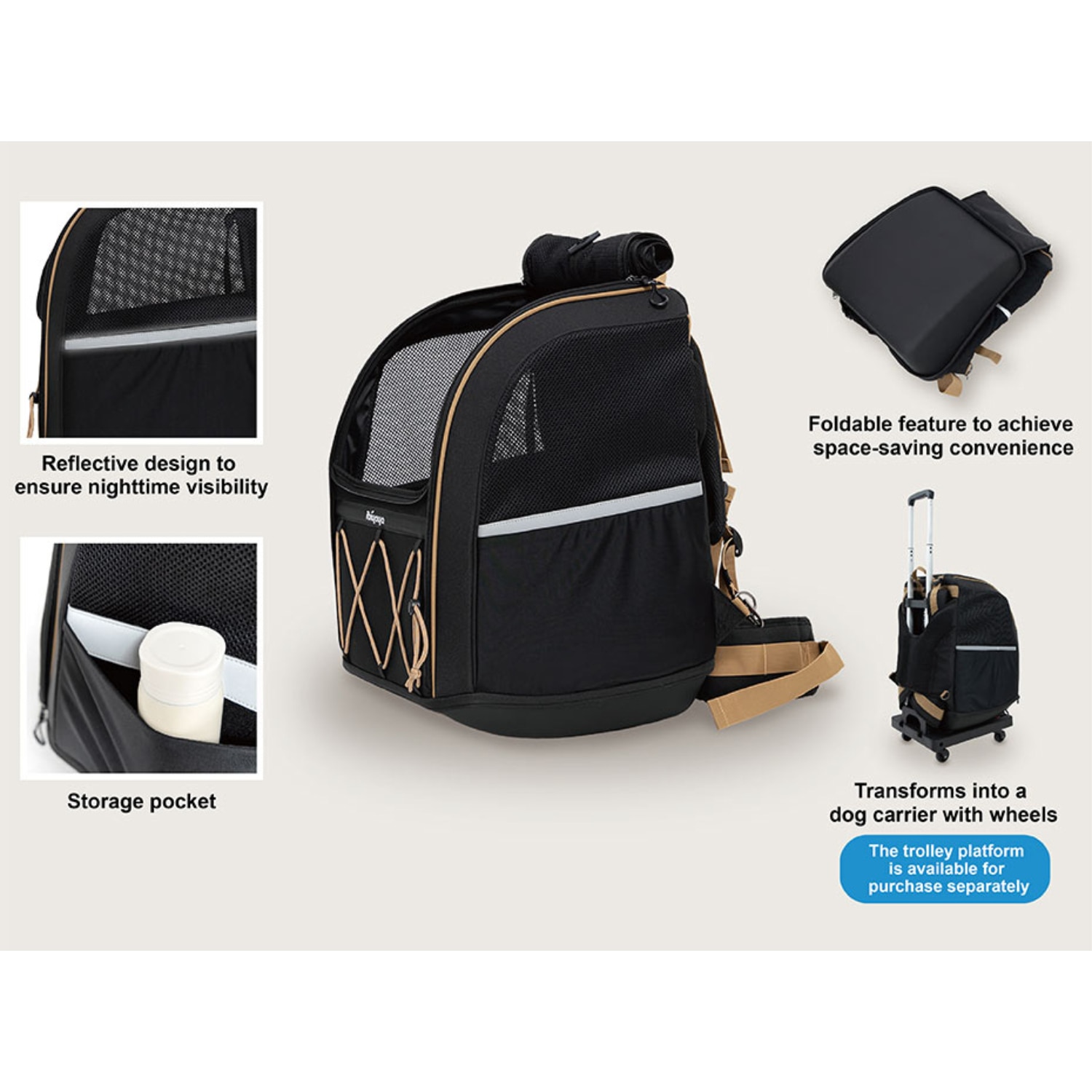 Ibiyaya Champion Large Dog Carrier Backpack