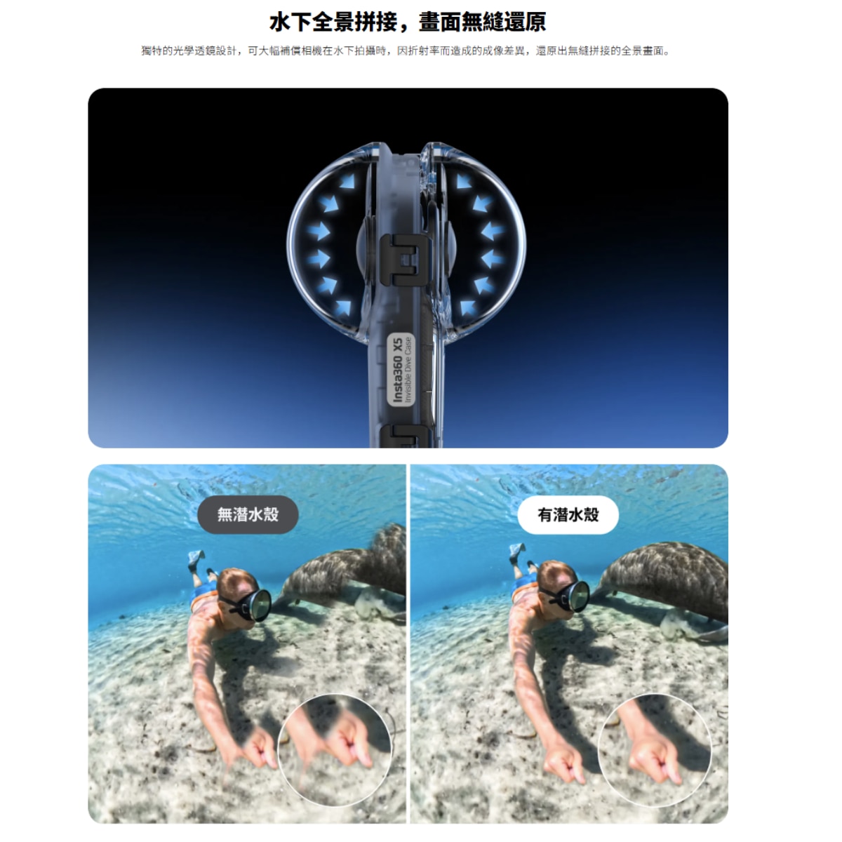 Insta360 X5 隱形潛水殼