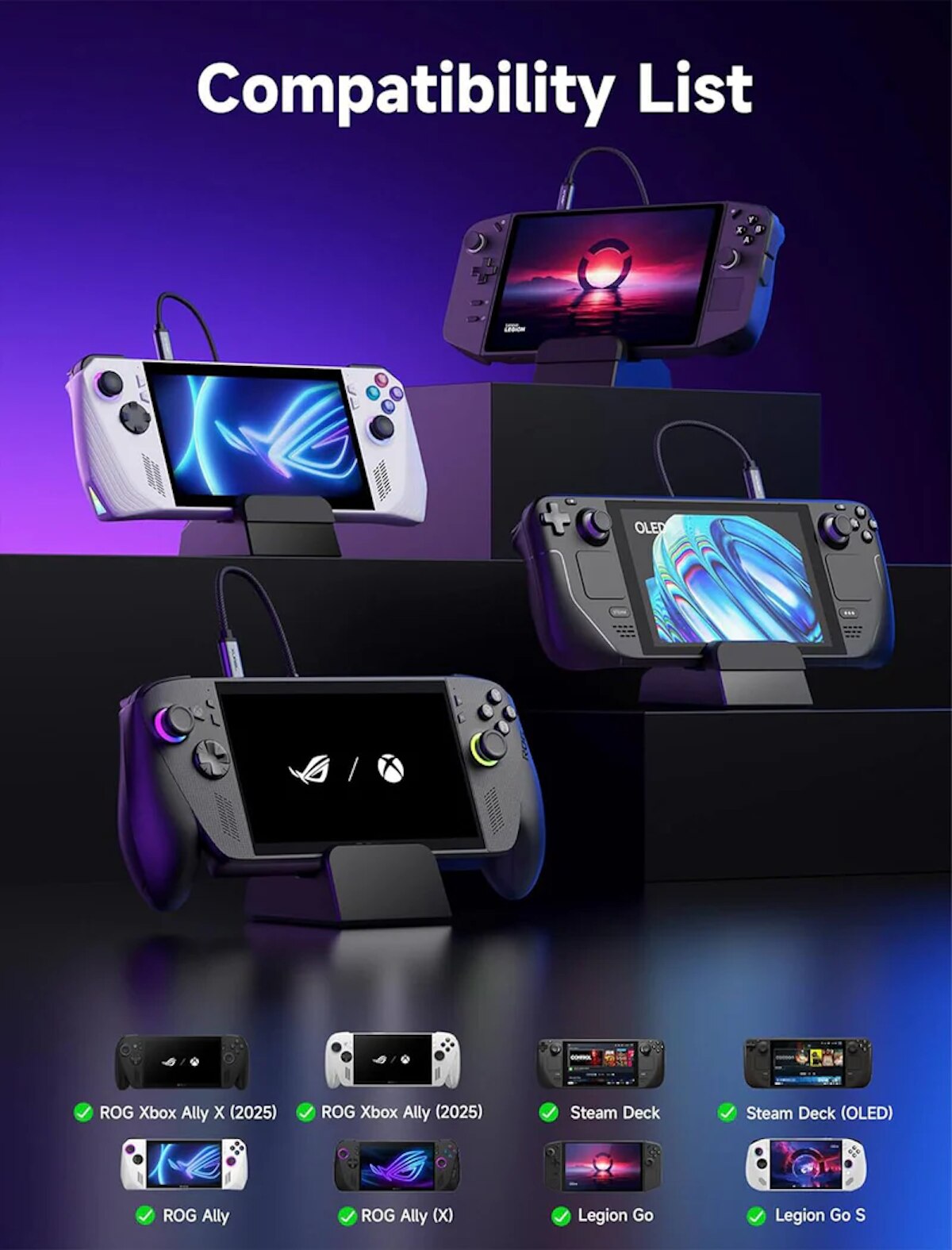 JSAUX HB0609B 電競手提遊戲機用 6 合 1 多功能擴充基座