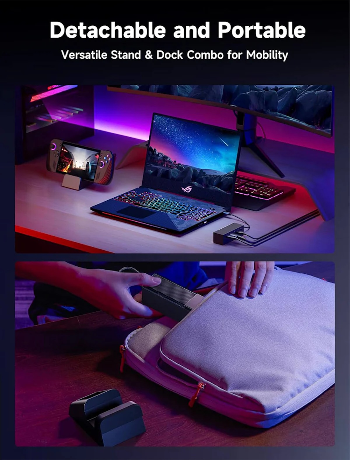 JSAUX HB0609B 電競手提遊戲機用 6 合 1 多功能擴充基座