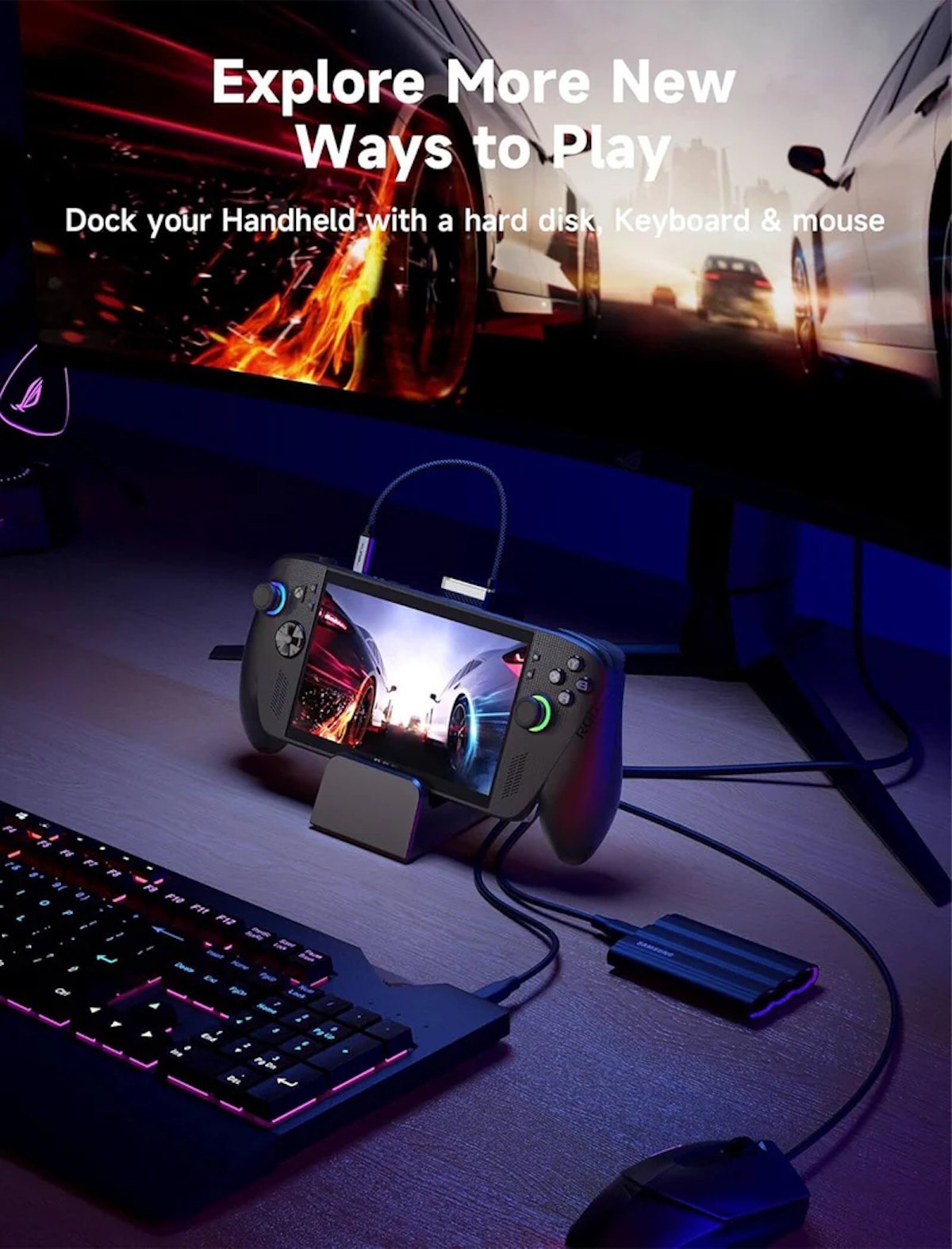 JSAUX HB0609B 電競手提遊戲機用 6 合 1 多功能擴充基座