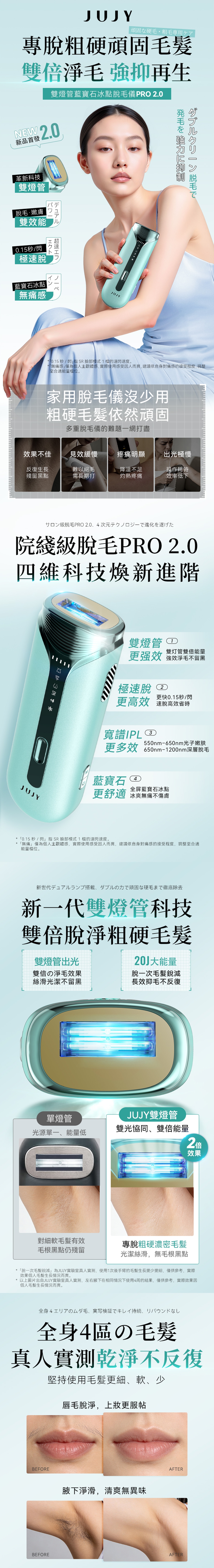 JUJY 雙燈管藍寶石冰點極速連閃無痛嫩膚全身家用脫毛儀 PRO 2.0