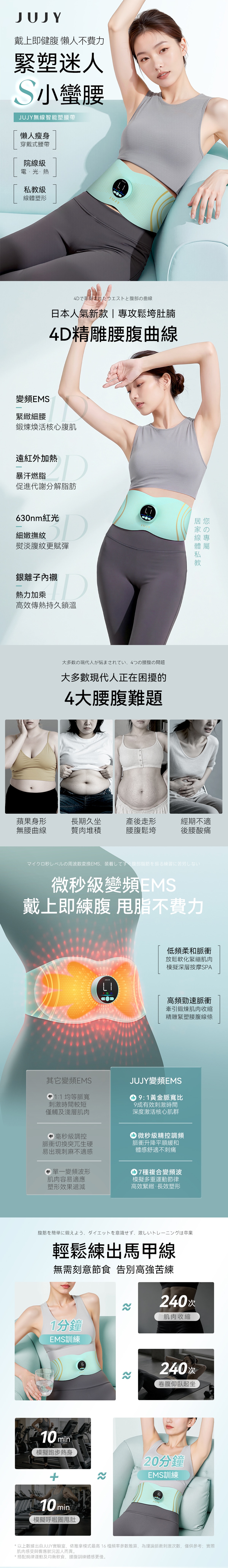 JUJY AMISS-68120 Wireless Wearable EMS Fat Burning and Shaping Waist Belt