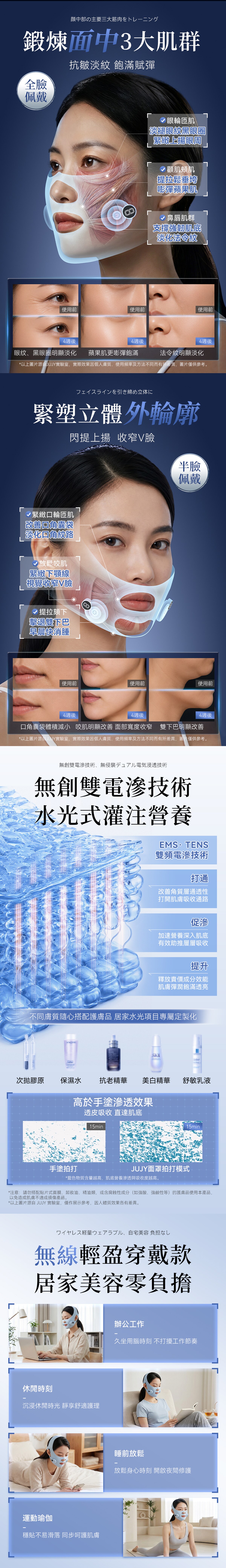 JUJY wearable EMS+TENS dual microcurrent 3D elastic lifting mask
