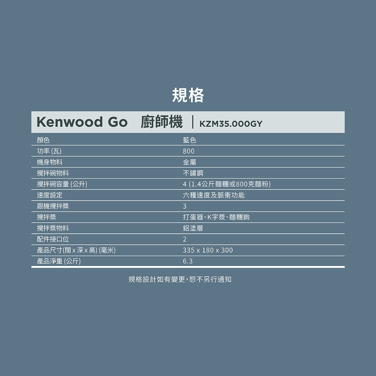 KENWOOD KZM35.000GY GO 廚師機