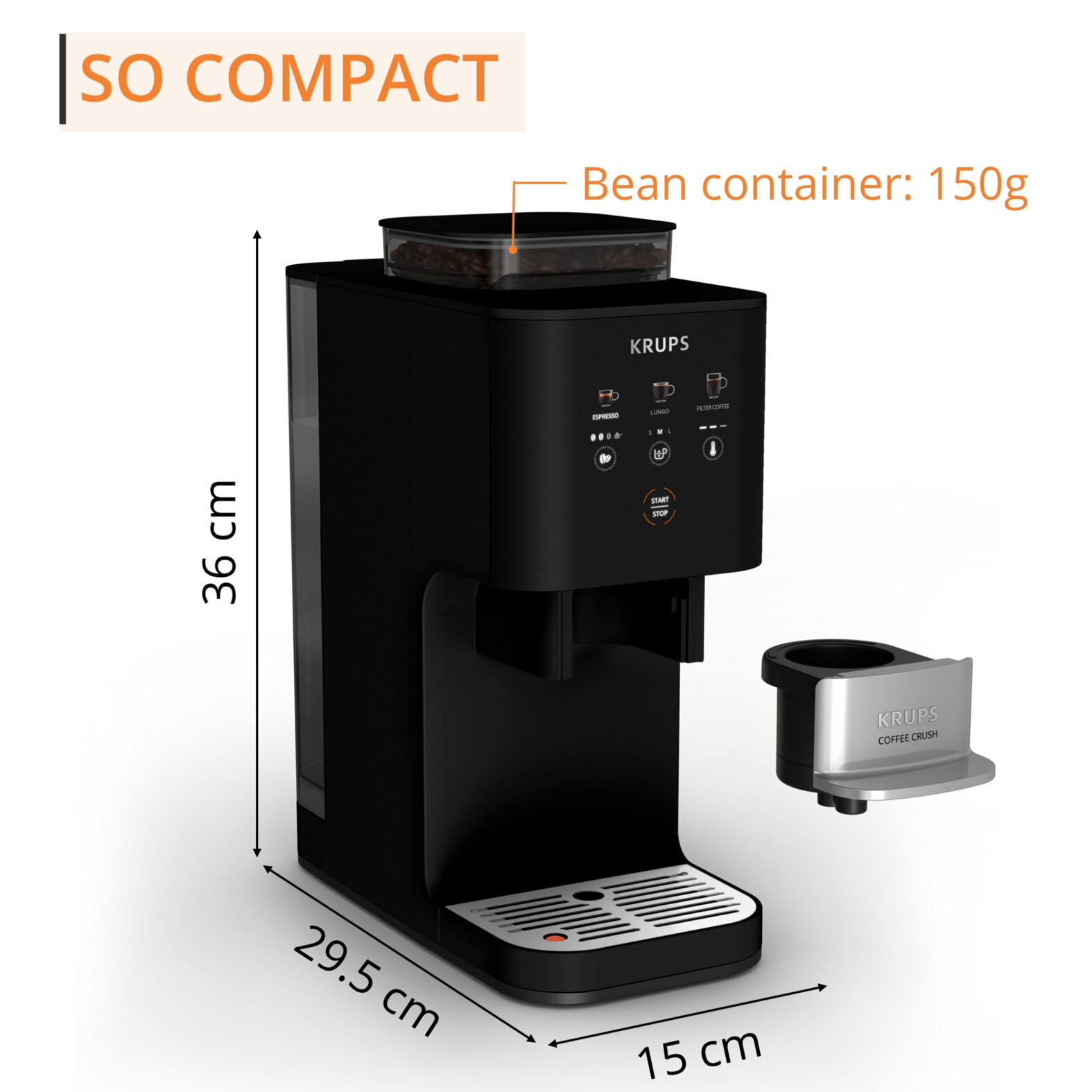 Krups SA4028Y1 Coffee Crush Extra Black 全自動咖啡機 全自動咖啡機