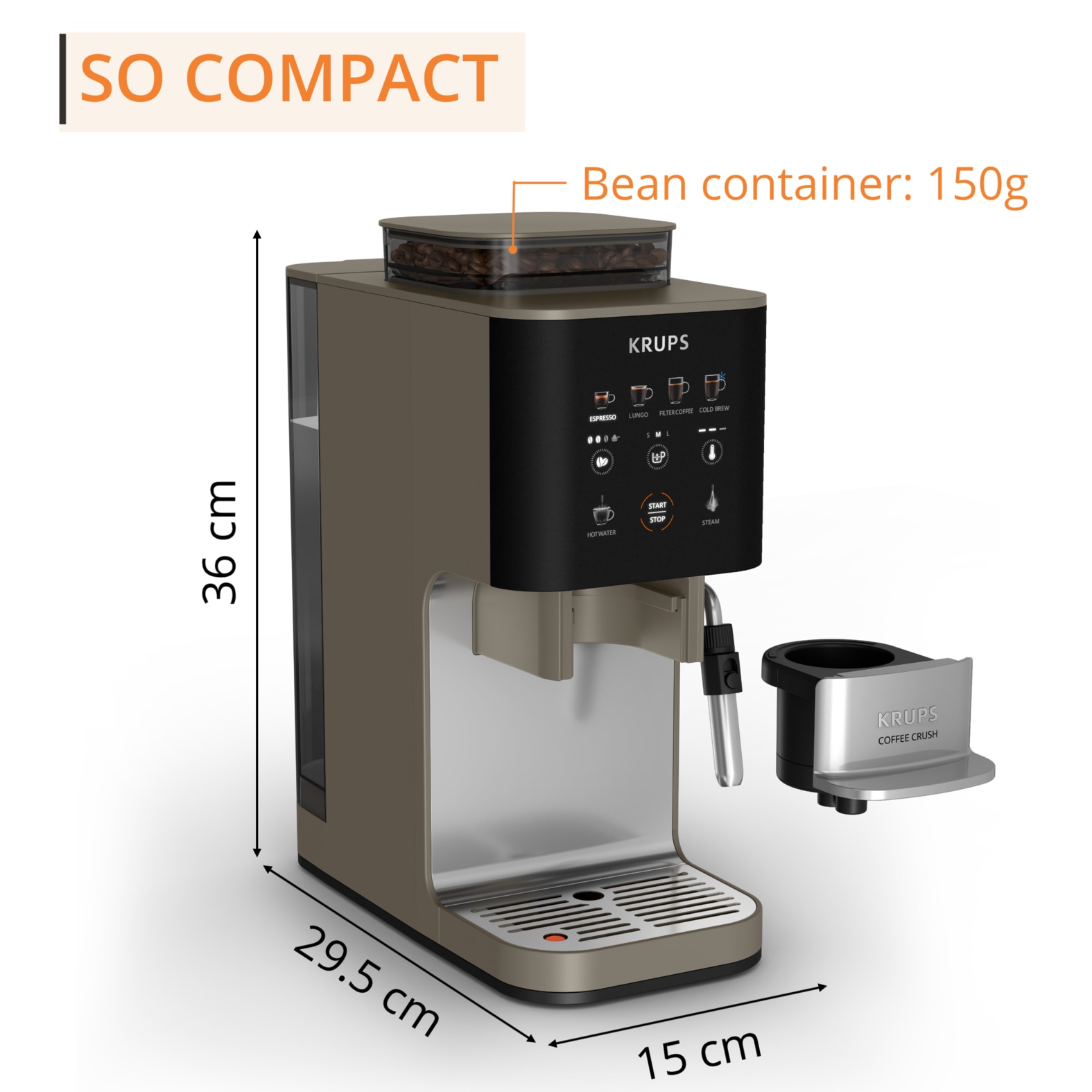 KRUPS SA403BM0 Coffee Crush Experience Full Auto Coffee Machine Automatic Coffee Machine